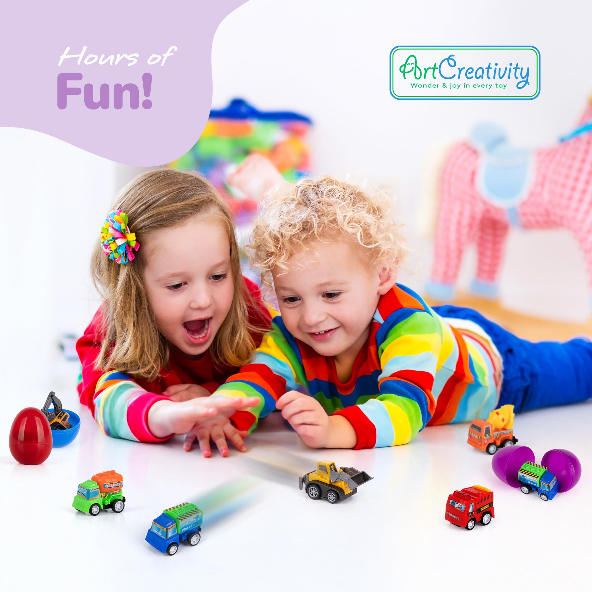 Foto 2 | Easter Eggs Artcreativity Con Vehículos En El Interior, Juego De 12 Niños - Venta Internacional.