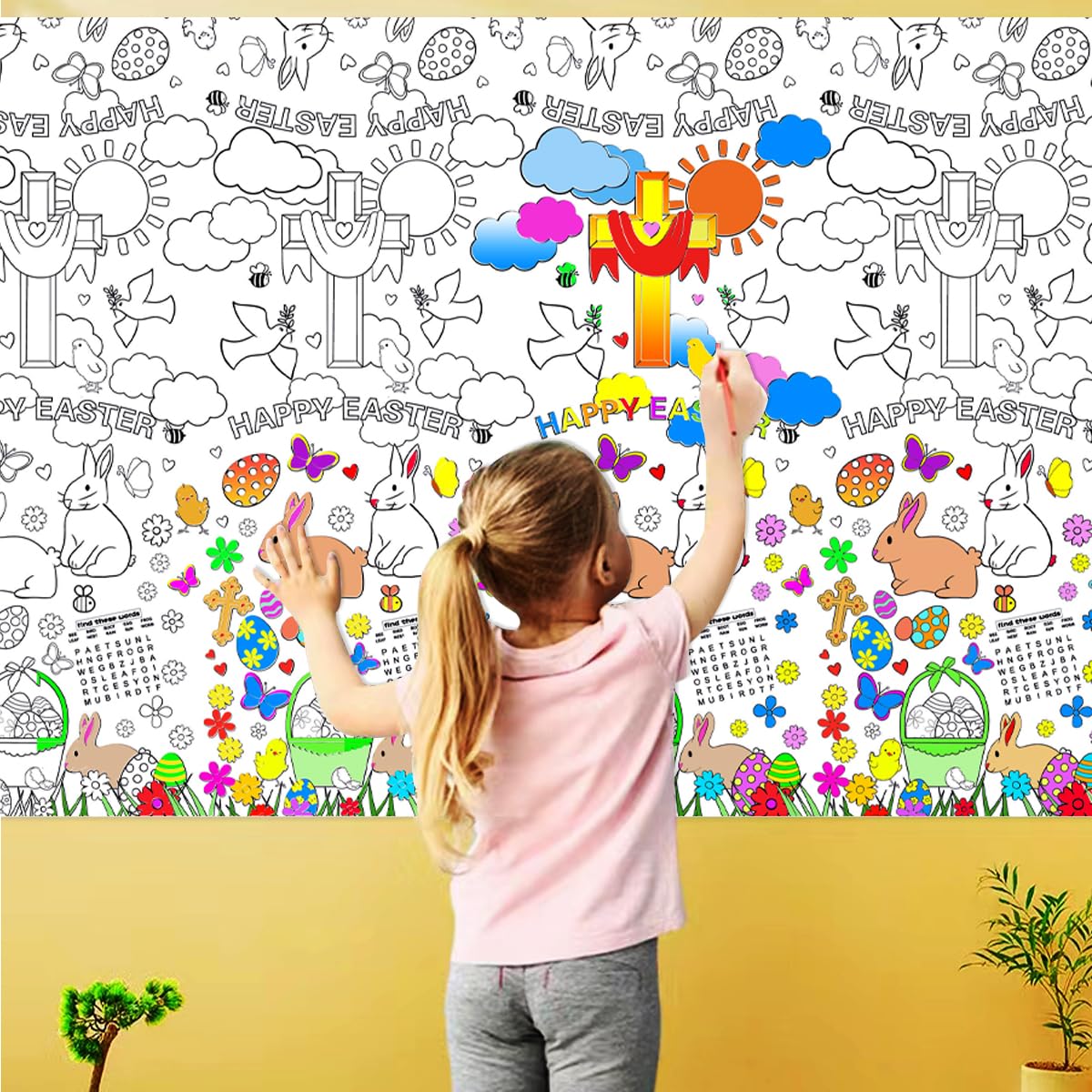 Foto 5 pulgar | Mantel Para Colorear Junqiu De Pascua Para Niños, 180 X 120 Cm, Póster - Venta Internacional.