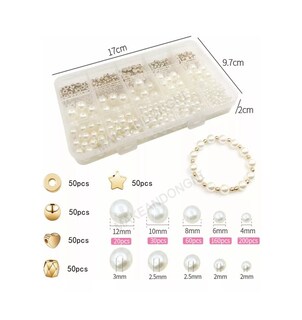 Foto 2 | Cuentas De Perlas Para Pulseras, Joyas, Collares Lab.G Aperlados-Dorados 720 Piezas