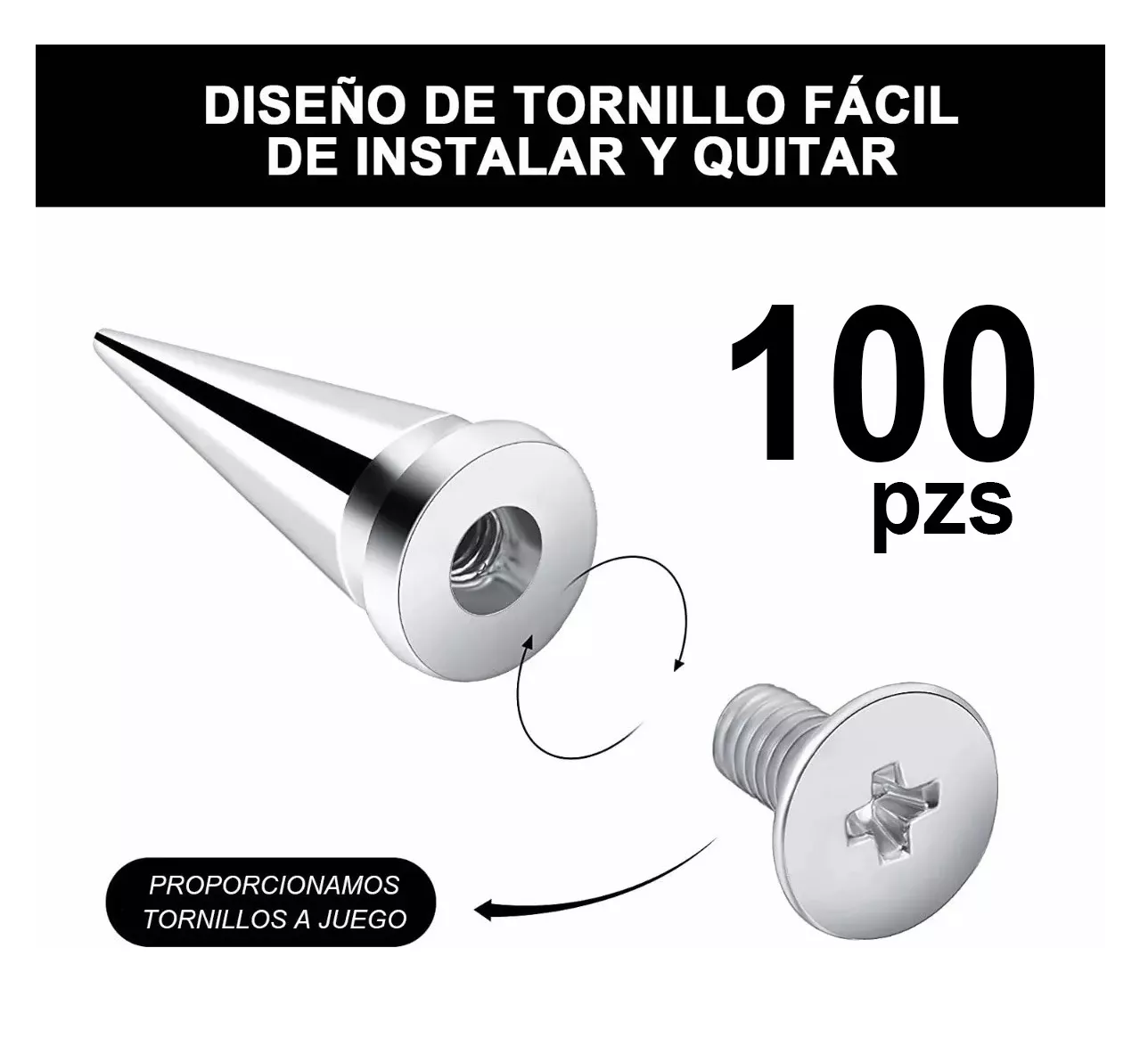 Foto 5 pulgar | Estoperoles Metálico Rocker Punk Aplicación 100 Pzs Plata