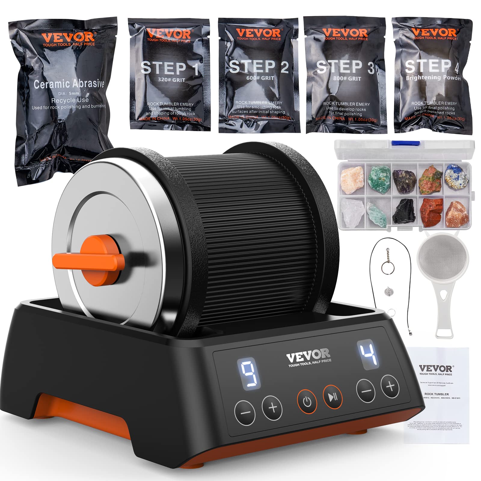 Temporizador Rock Tumbler Vevor Direct Drive De 4 Velocidades/9 Días Con Kit - Venta Internacional.