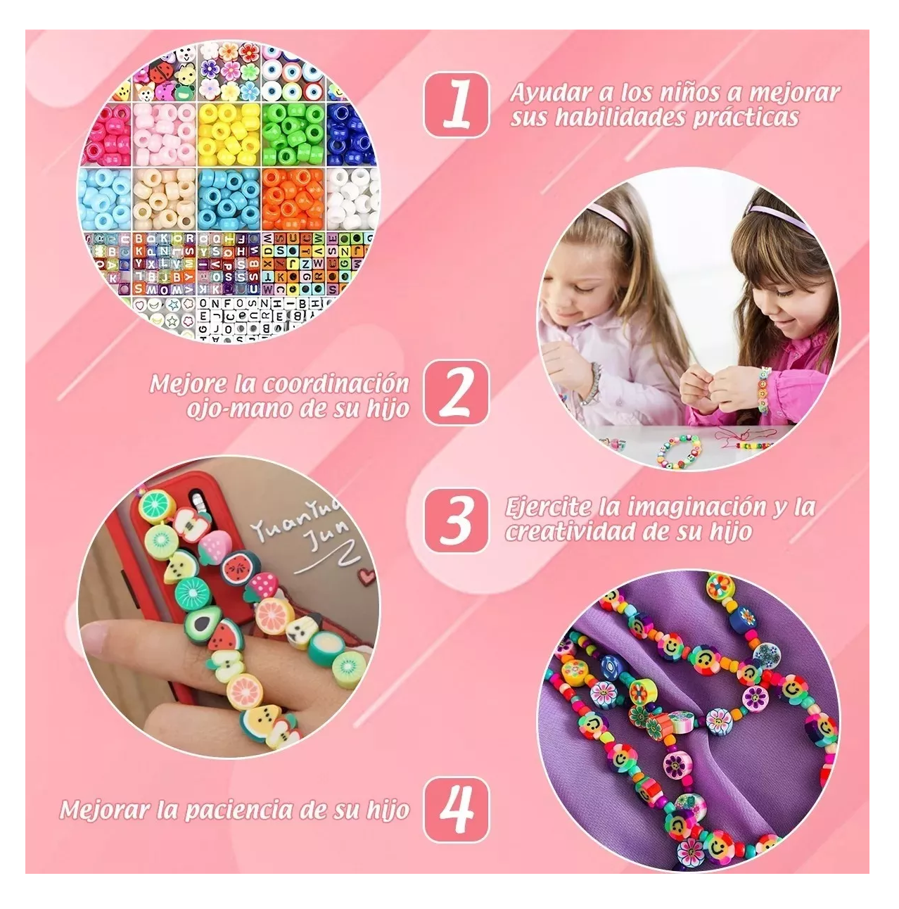 Foto 5 | Kit Para Hacer Pulseras Lab.g Niña De Bricolaje Cuentas Del Letras Colores