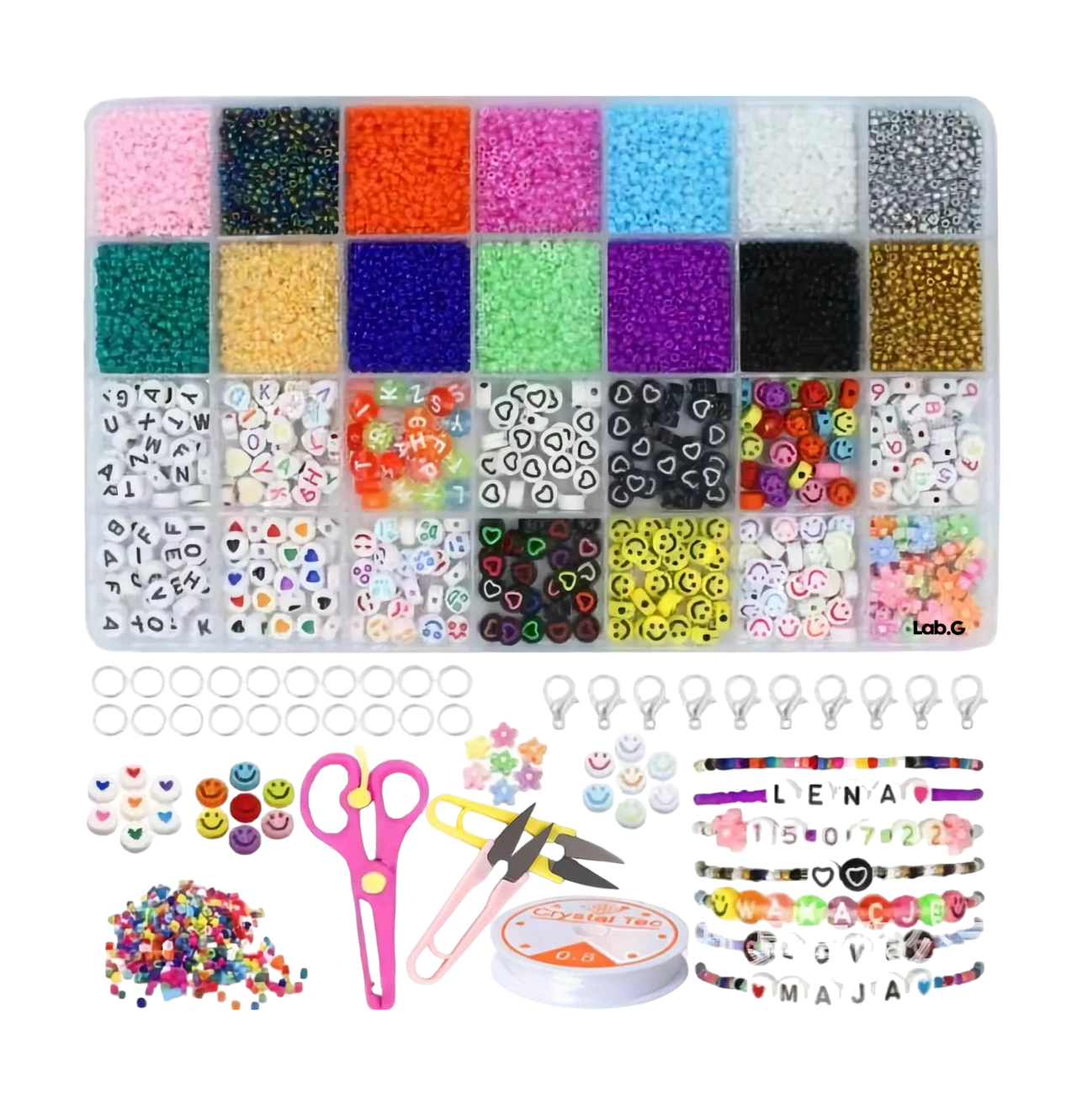 Cuentas para Hacer Pulseras Letras Acrílico Bisutería Chaquiras