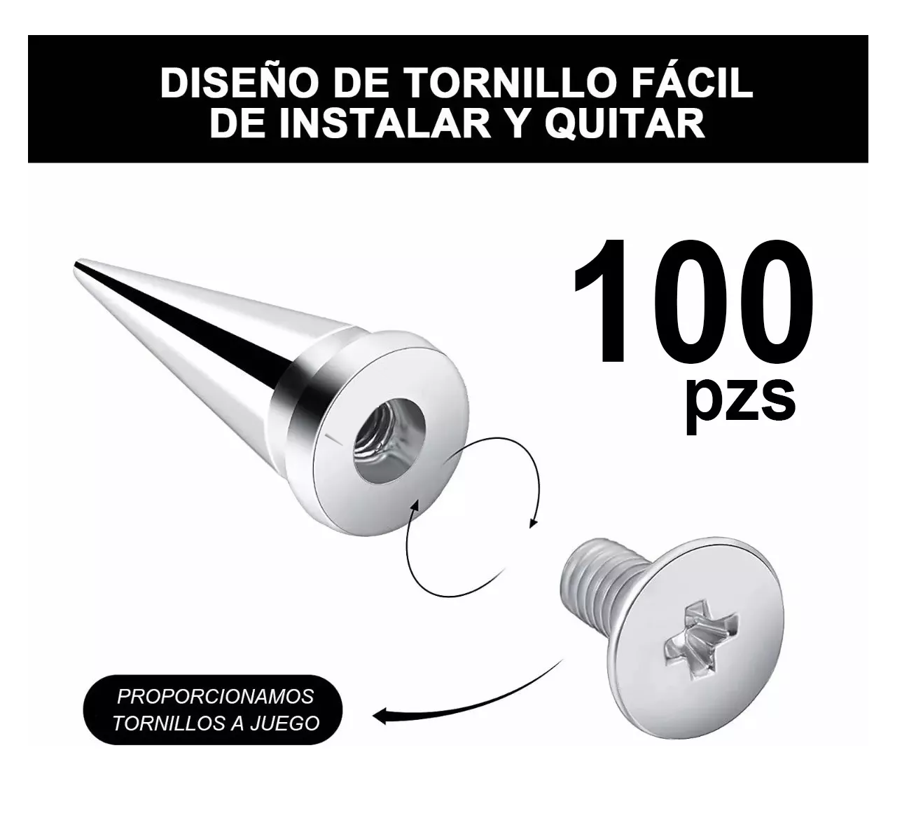 Foto 5 pulgar | Estoperoles Belug Metálico Rocker Punk Aplicación 100 Pzs Plata