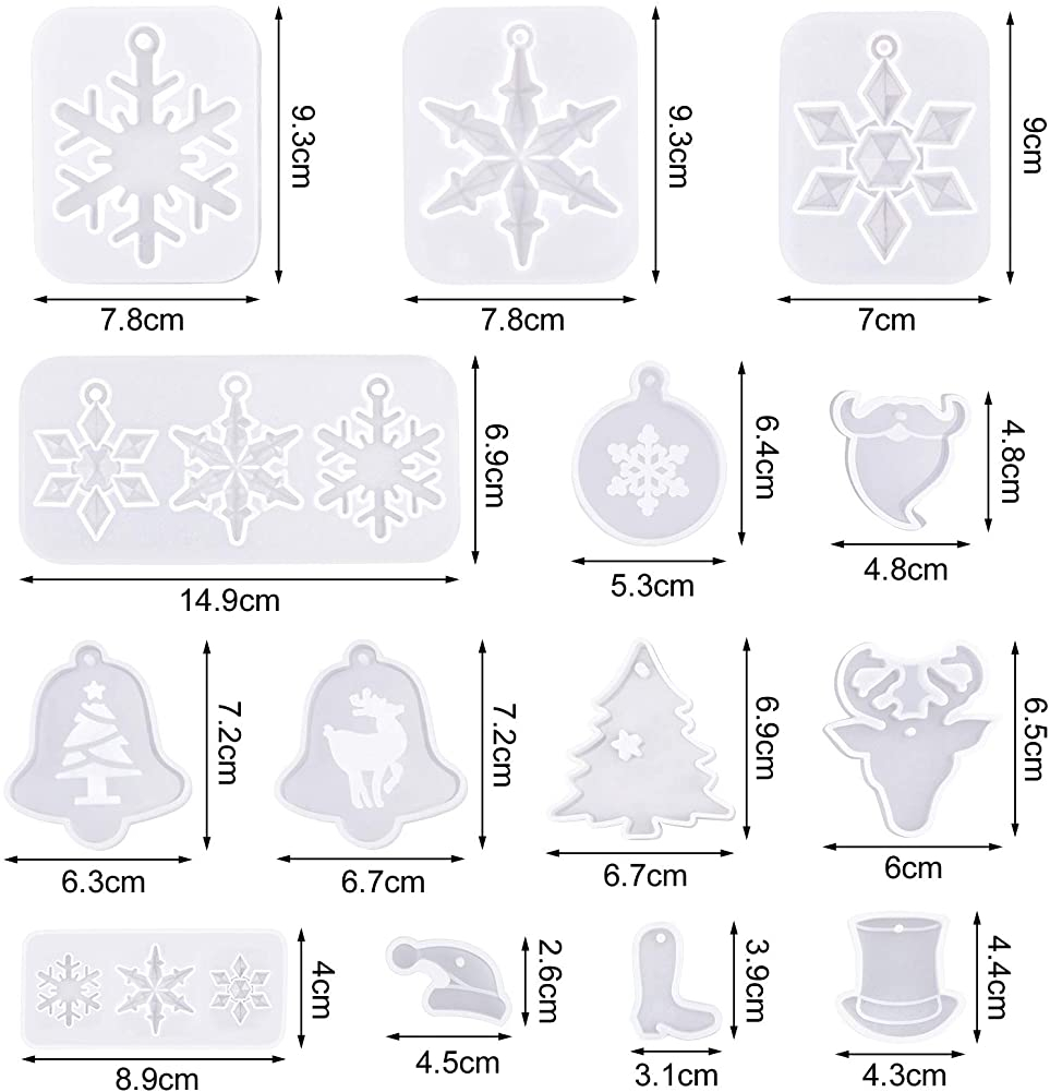 Foto 3 pulgar | Juego De 14 Moldes De Joyería De Resina Epoxi De Silicona Para Navidad - Venta Internacional.