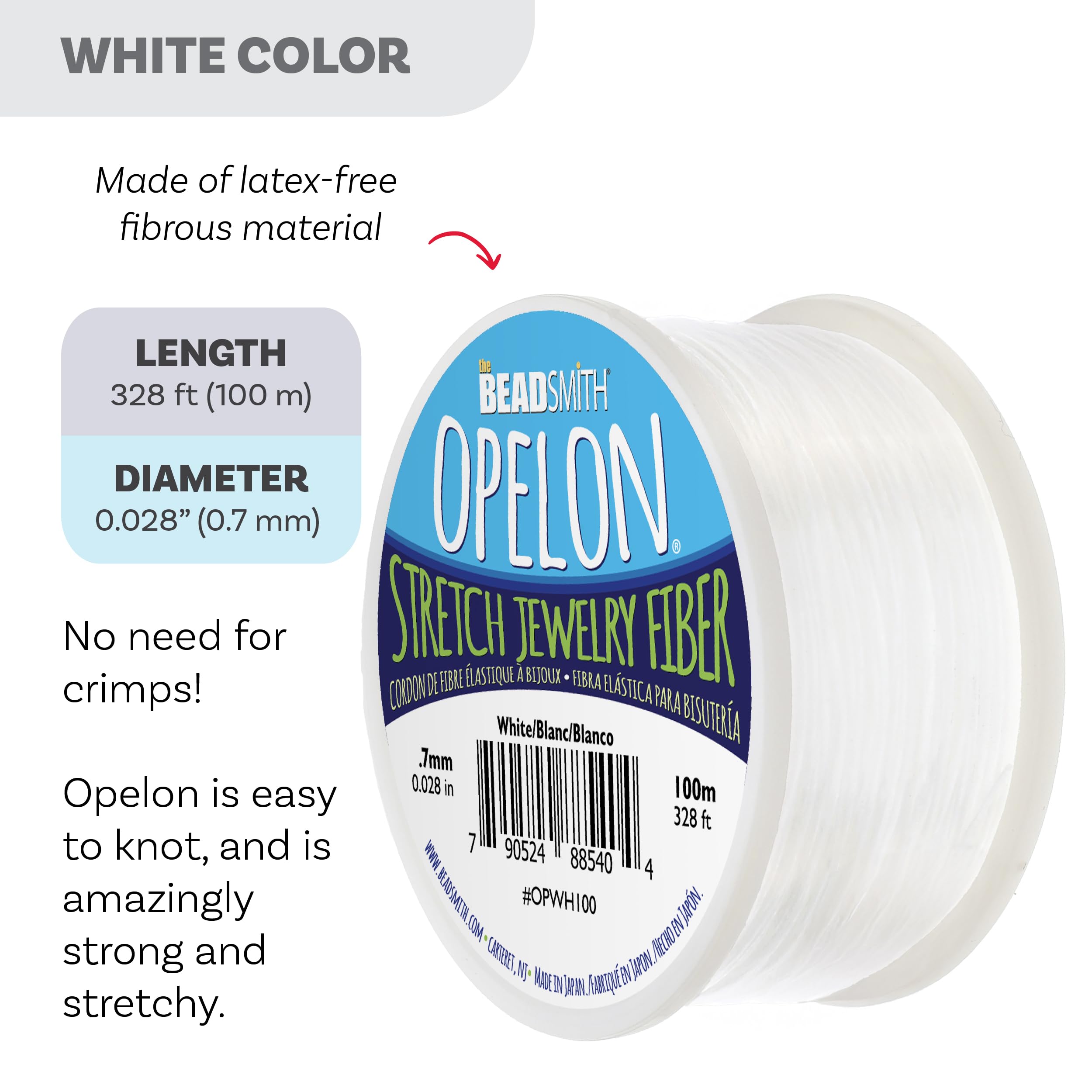 Foto 3 | Cordón Para Abalorios The Beadsmith Opelon Stretch Jewelry, Color Blanco, 0,7 Mm - Venta Internacional.