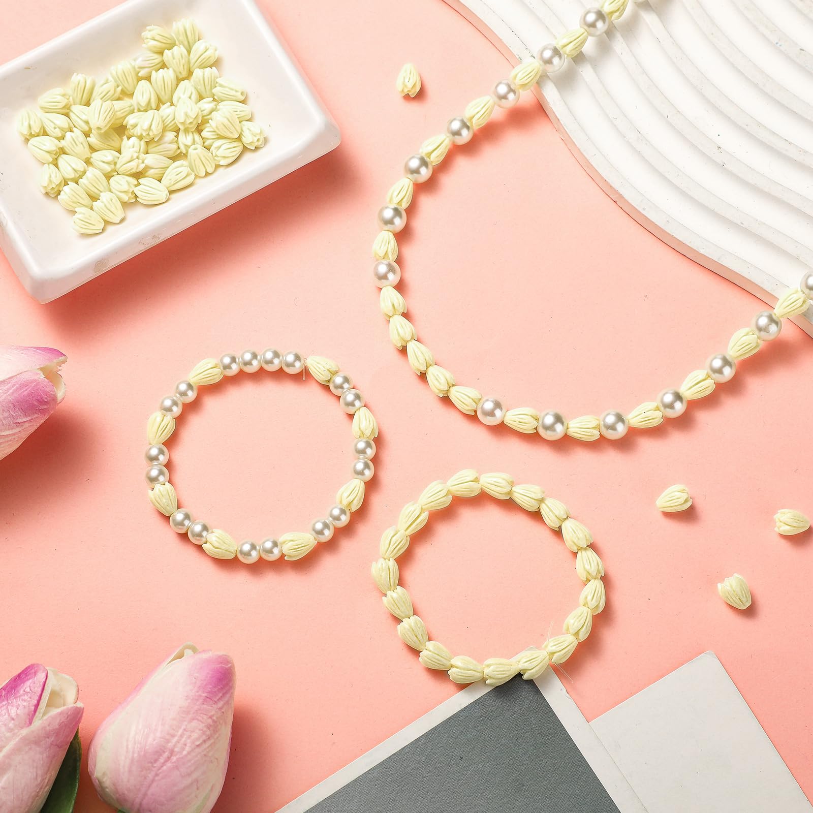 Foto 4 pulgar | Perlas De Jazmín Artificiales De Coral Para Hacer Joyas - Venta Internacional.