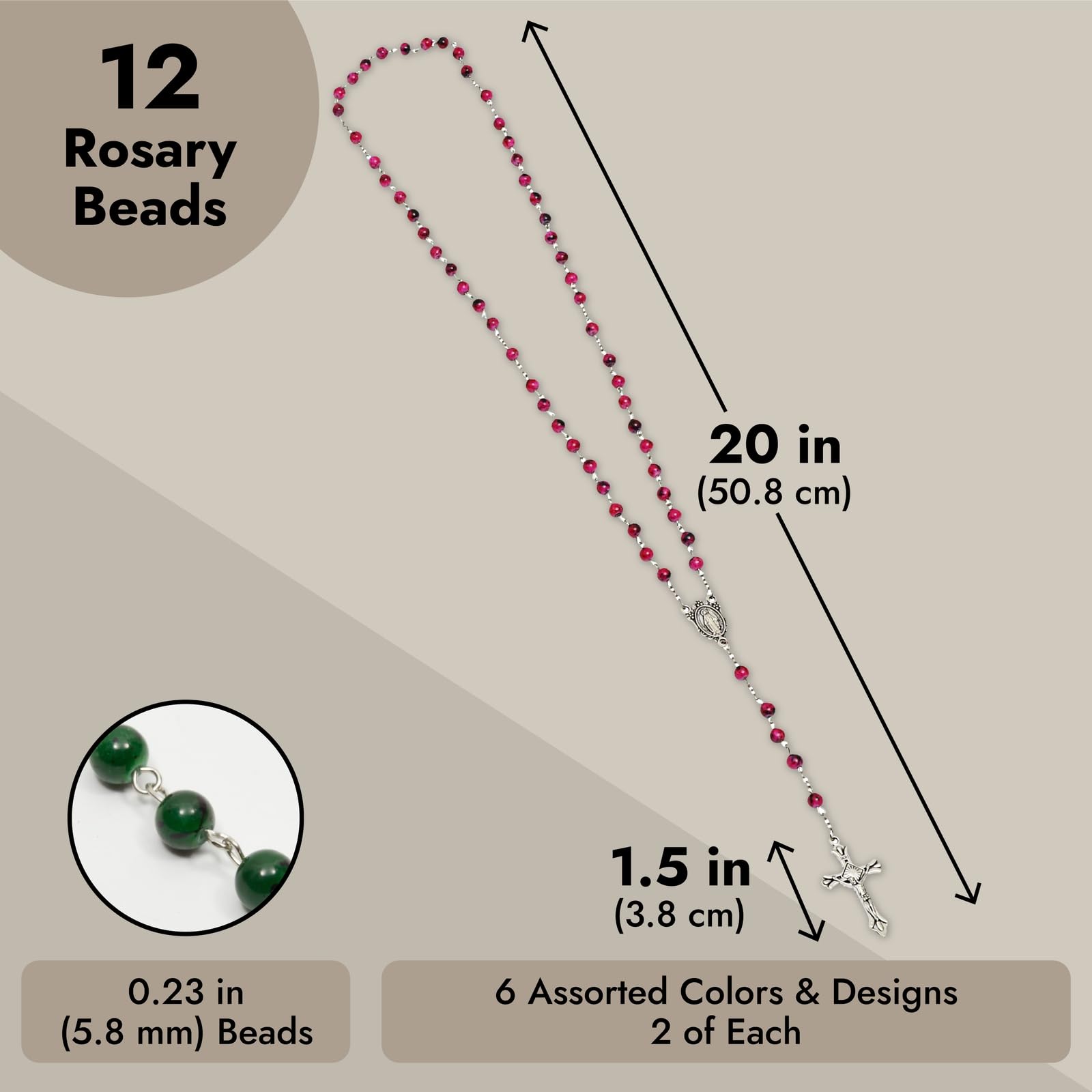 Foto 4 pulgar | Rosary Beads Juvale Para Hombre Y Mujer, Paquete De 12 (6 Colores) - Venta Internacional.