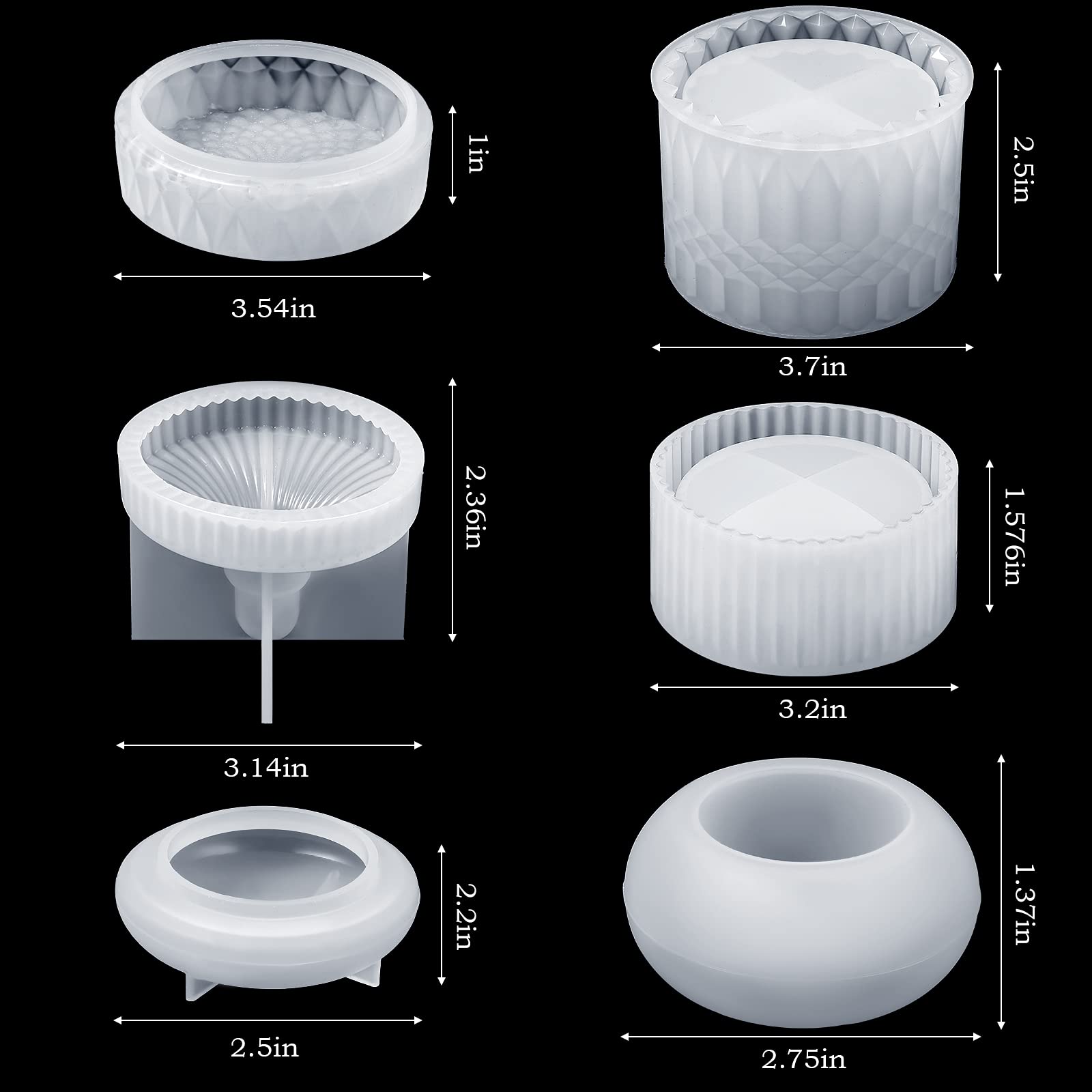 Foto 6 pulgar | Juego De Moldes De Resina Para Tarros De Silicona, 3 Unidades Con Tapa, Caja De Almacenamiento - Venta Internacional.