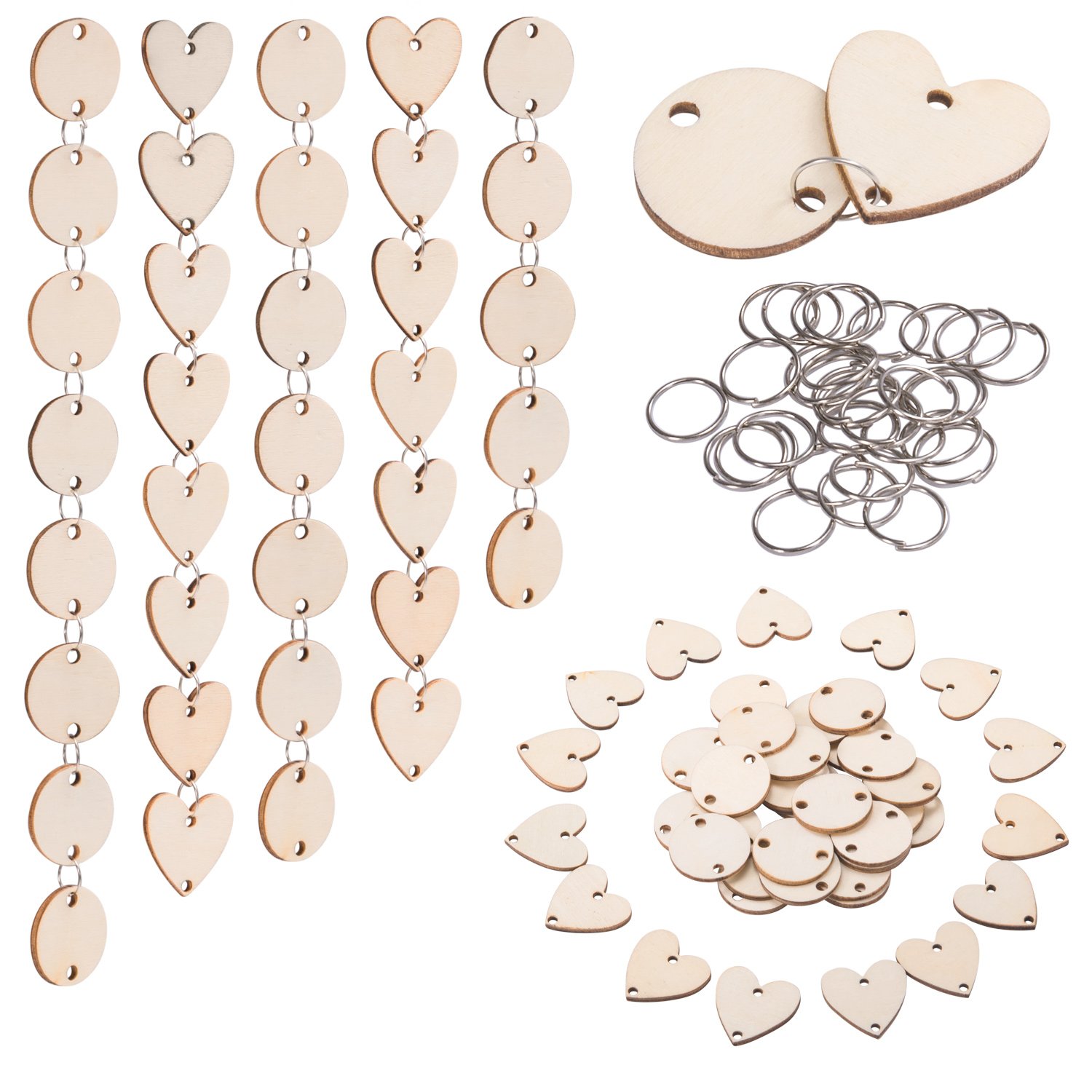 Foto 1 | Etiquetas Favoritas De Madera Con Forma De Corazón Y Círculos Para Manualidades (200 Unidades) - Venta Internacional.