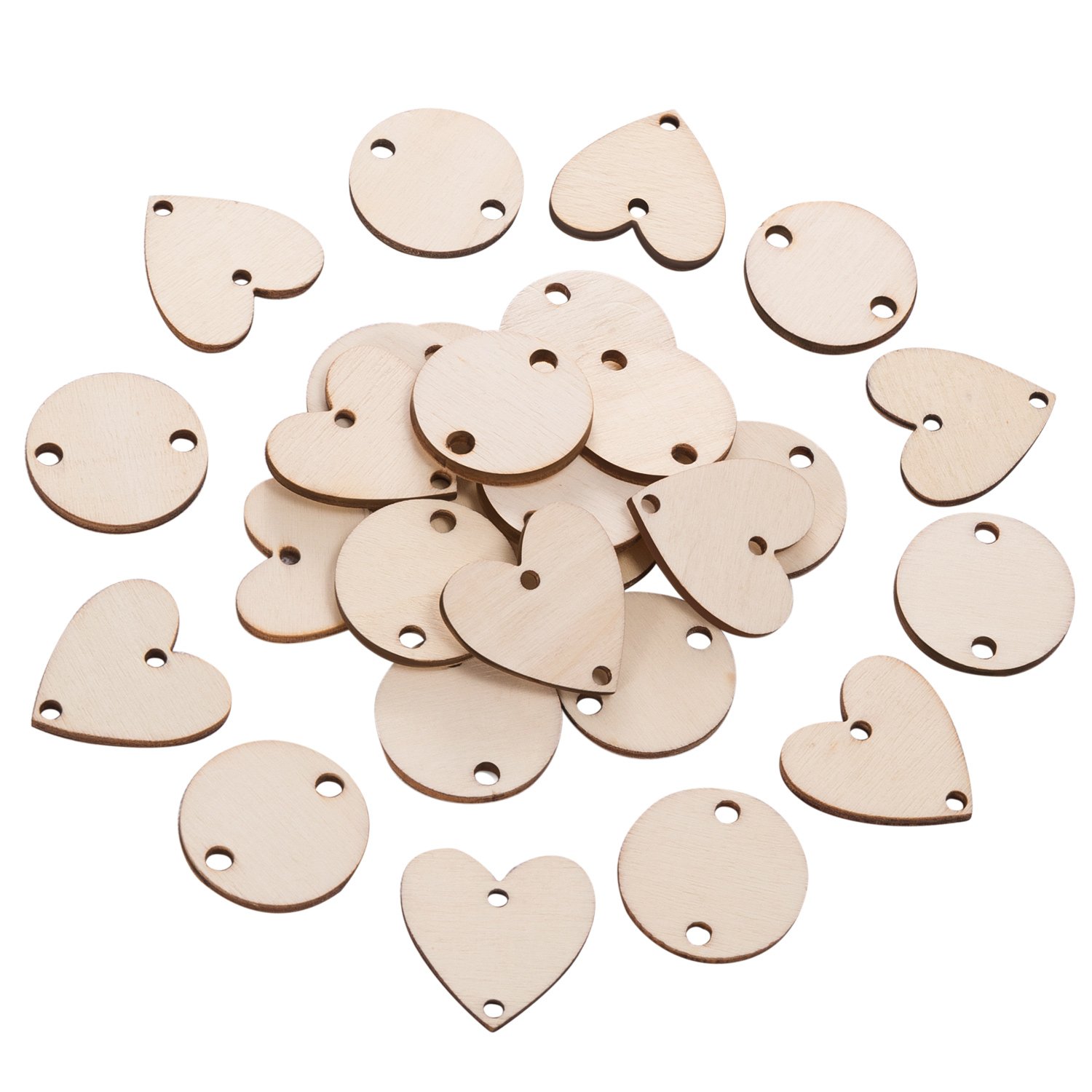 Foto 2 | Etiquetas Favoritas De Madera Con Forma De Corazón Y Círculos Para Manualidades (200 Unidades) - Venta Internacional.