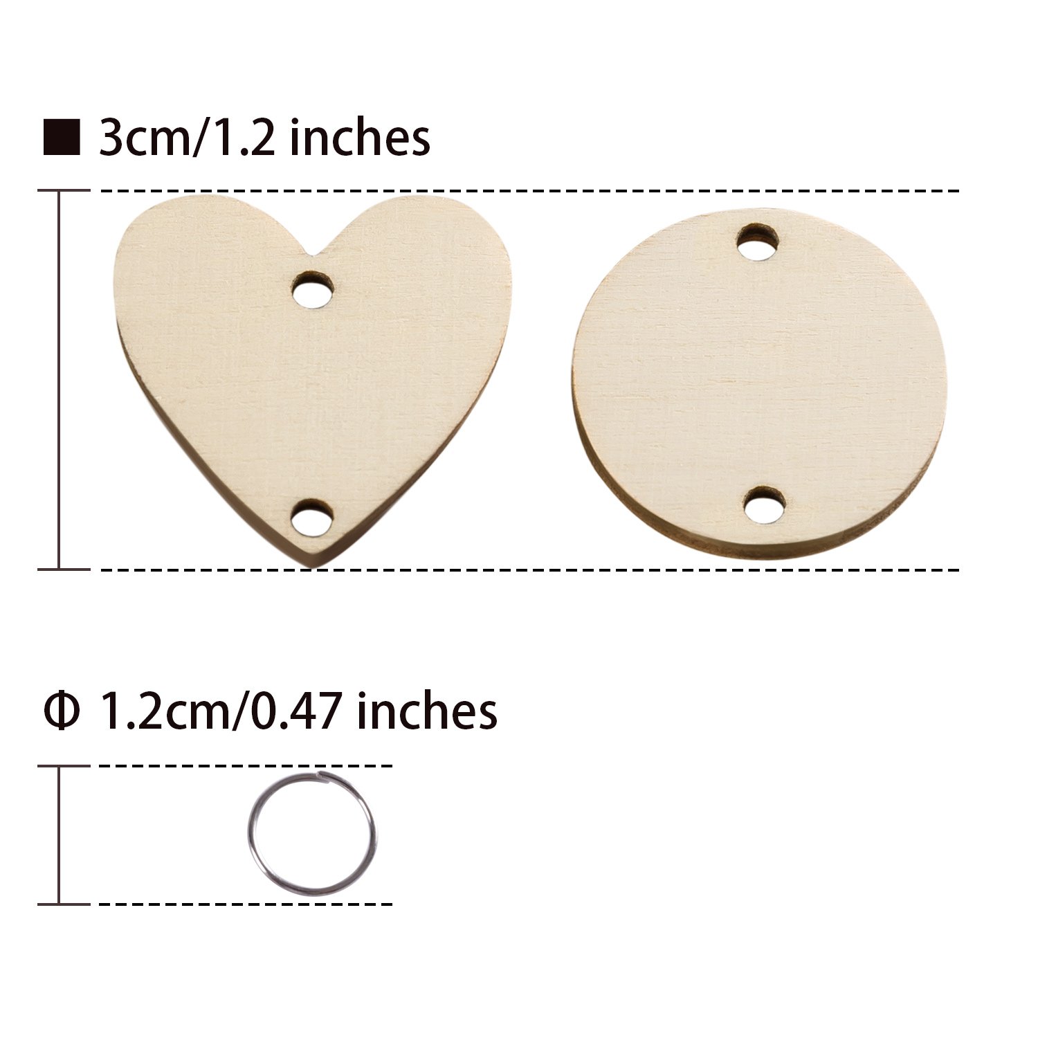 Foto 4 pulgar | Etiquetas Favoritas De Madera Con Forma De Corazón Y Círculos Para Manualidades (200 Unidades) - Venta Internacional.