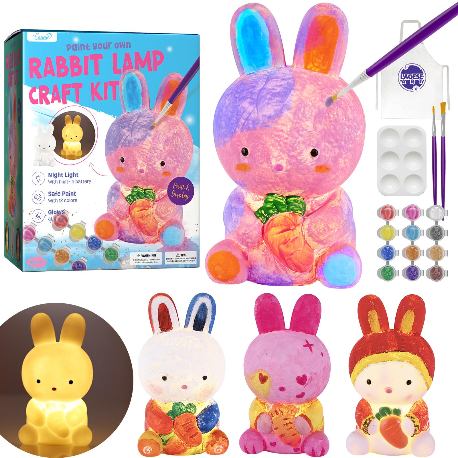 Foto 2 pulgar | Kit De Pintura Laoese Bunny Lamp Con Pintura Para Niños De 6 A 12 Años - Venta Internacional.