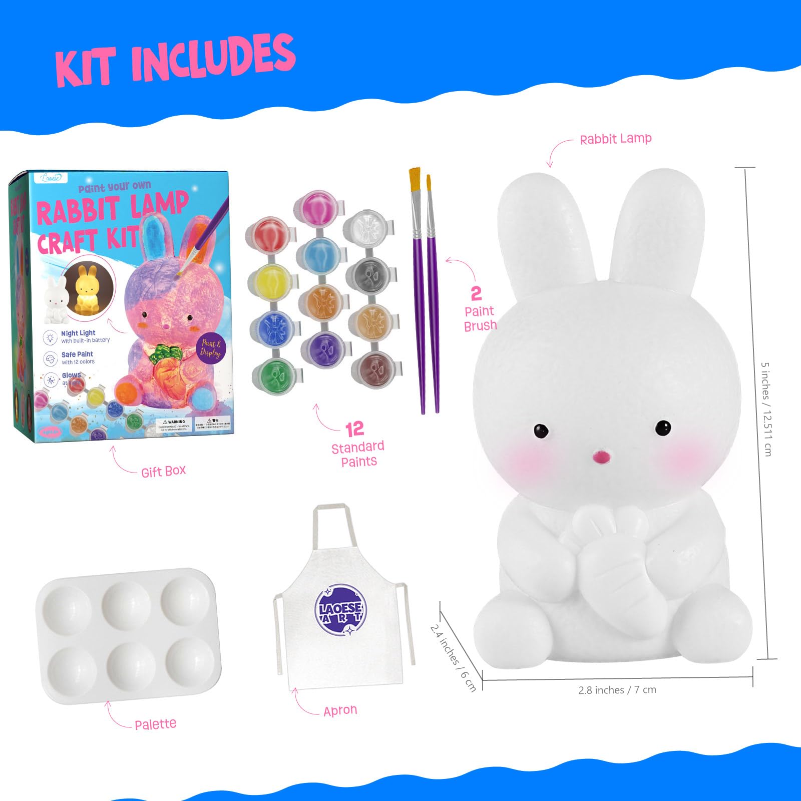 Foto 4 pulgar | Kit De Pintura Laoese Bunny Lamp Con Pintura Para Niños De 6 A 12 Años - Venta Internacional.