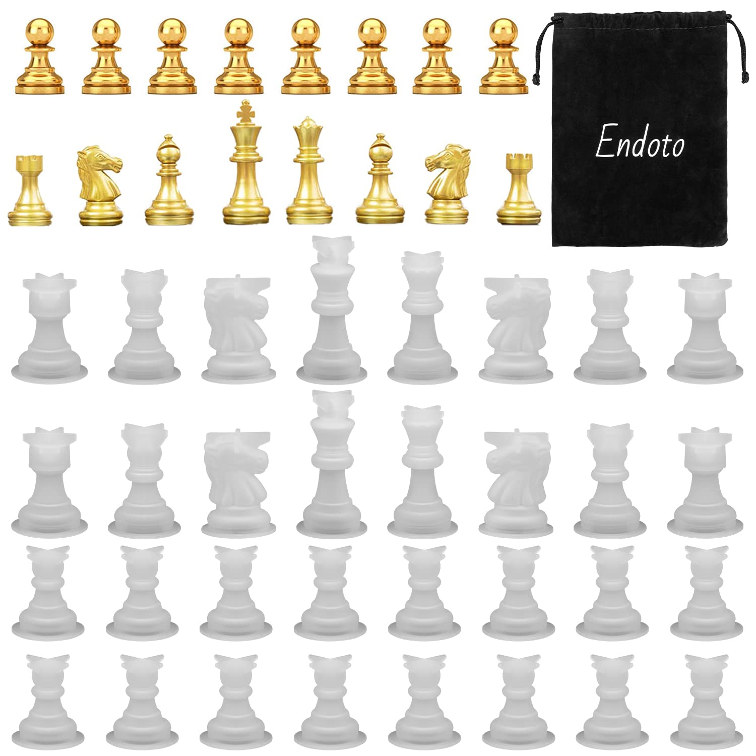 Foto 2 pulgar | Juego De Moldes De Ajedrez De Resina Endoto, Tamaño Completo, 32 Piezas - Venta Internacional.