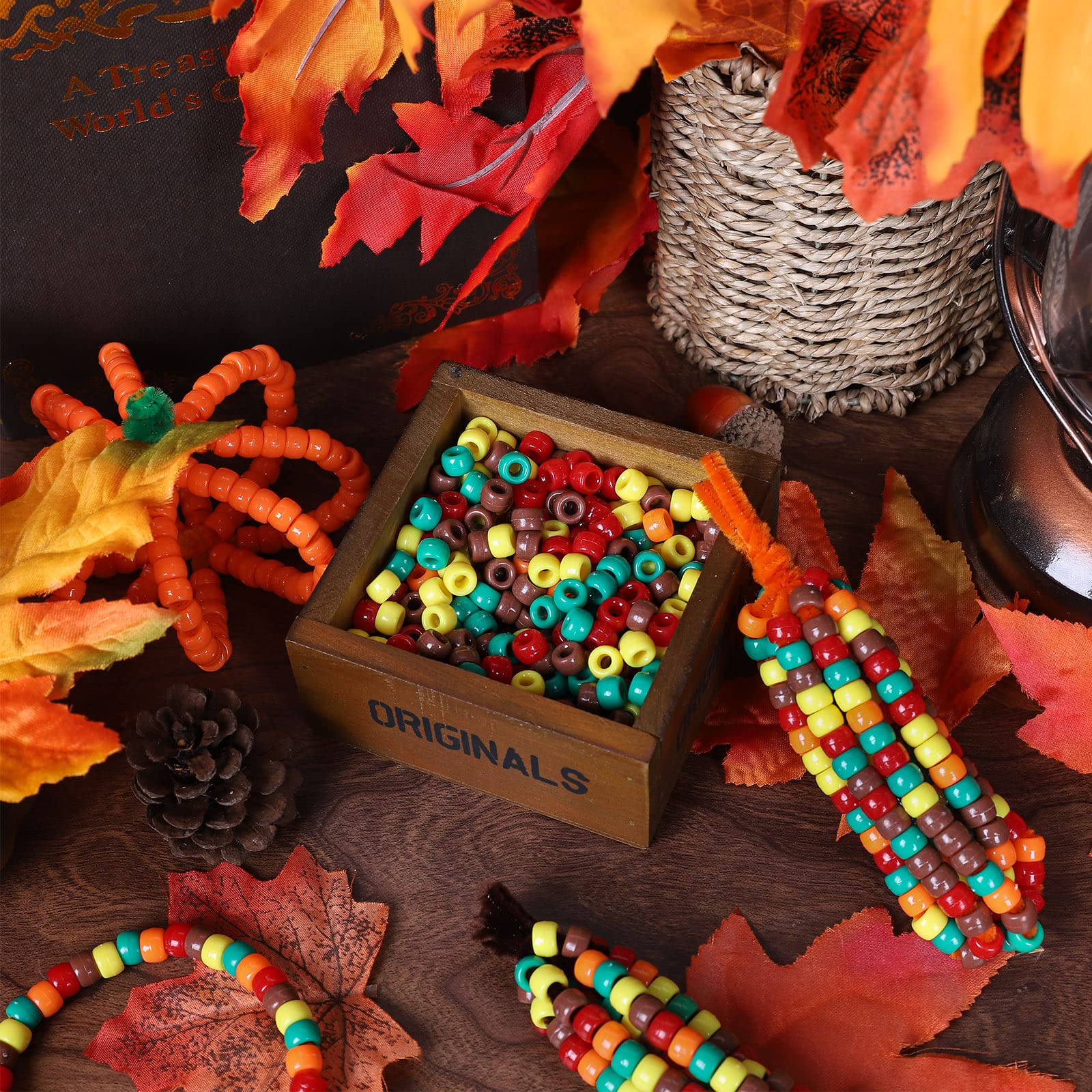 Foto 5 pulgar | Craft Supplies Whaline, 1000 Unidades, Cuentas De Poni De Otoño Y Acción De Gracias - Venta Internacional.