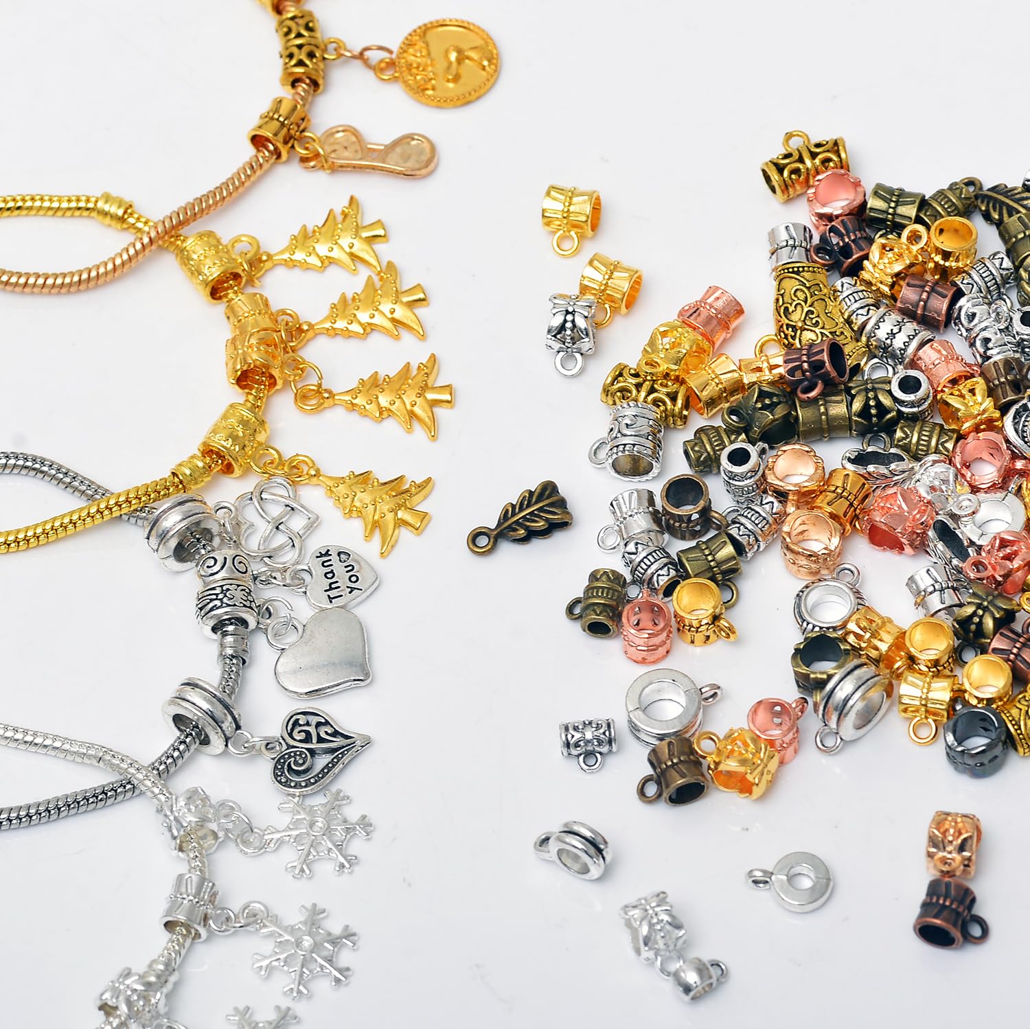 Foto 3 | Perlas Espaciadoras De Metal, 140 Unidades, Plateadas Y Doradas - Venta Internacional.