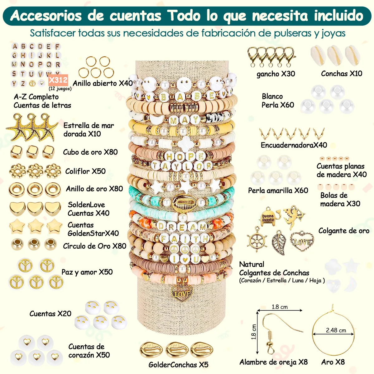 Foto 5 pulgar | Set De Pulseras Cuentas Para Hacer Bisuteria 20500+ Piezas Eo Safe Imports Esi-19782 Multicolor