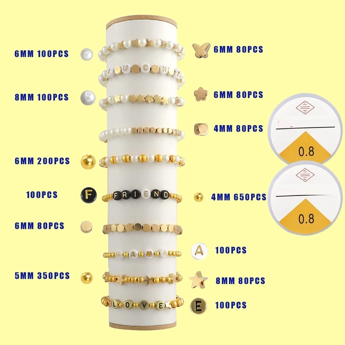 Foto 3 pulgar | Cuentas Para Fabricar Collares Y Pulseras 2100 Uds Eo Safe Imports Esi-19785 Multicolor