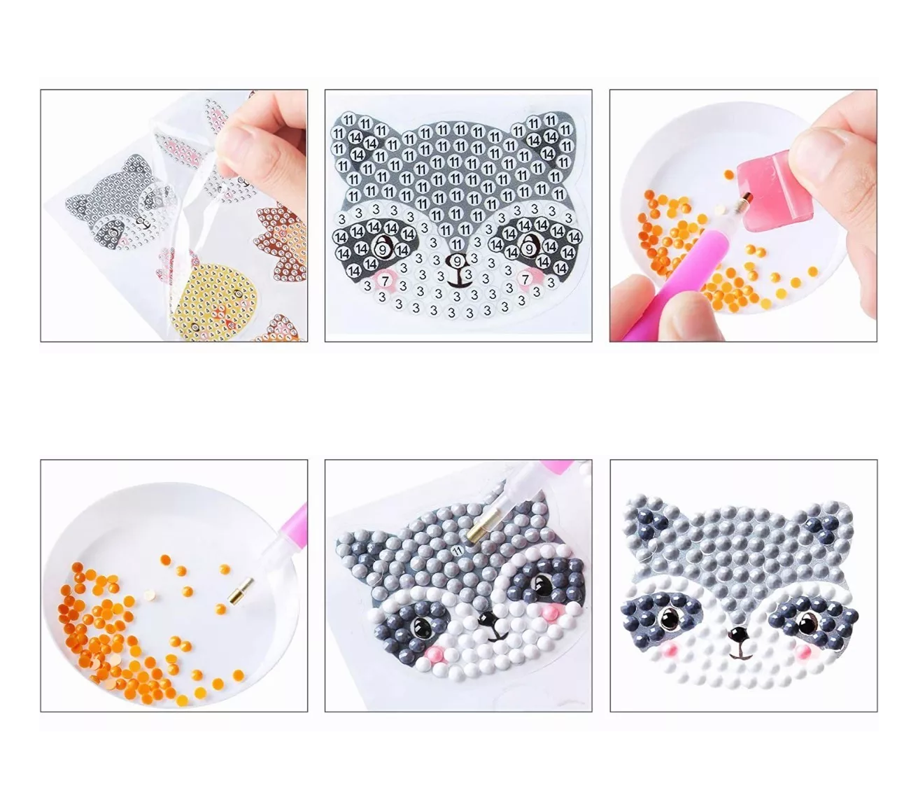 Foto 6 pulgar | Kit Pintura Diamante BELUG 5D Diy Animales para Niños Pegatinas 24 PZS