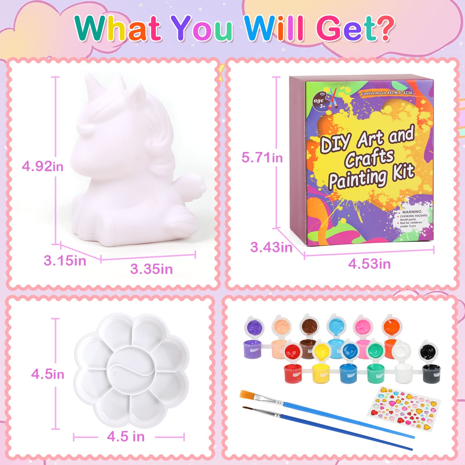 Foto 5 pulgar | Venta Internacional - Art Kit Dededa Paint Your Own Unicorn Night Light Para Niños De 4 A 8 Años