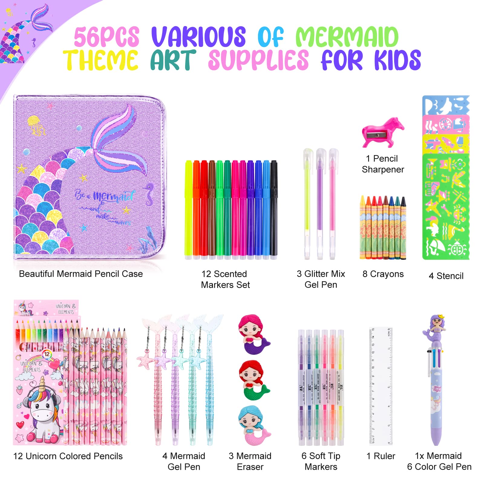Foto 3 pulgar | Venta Internacional - Set De Rotuladores Con Aroma A Frutas De Art Supplies, 56 Unidades, Con Estuche Para Lápices