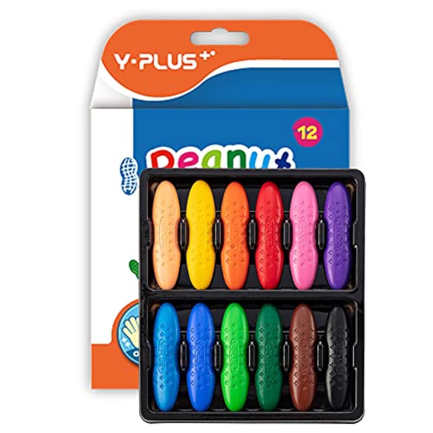 Venta Internacional - Crayons Yplus Peanut Para Niños, 12 Colores, Lavables De 2 A 4 Años
