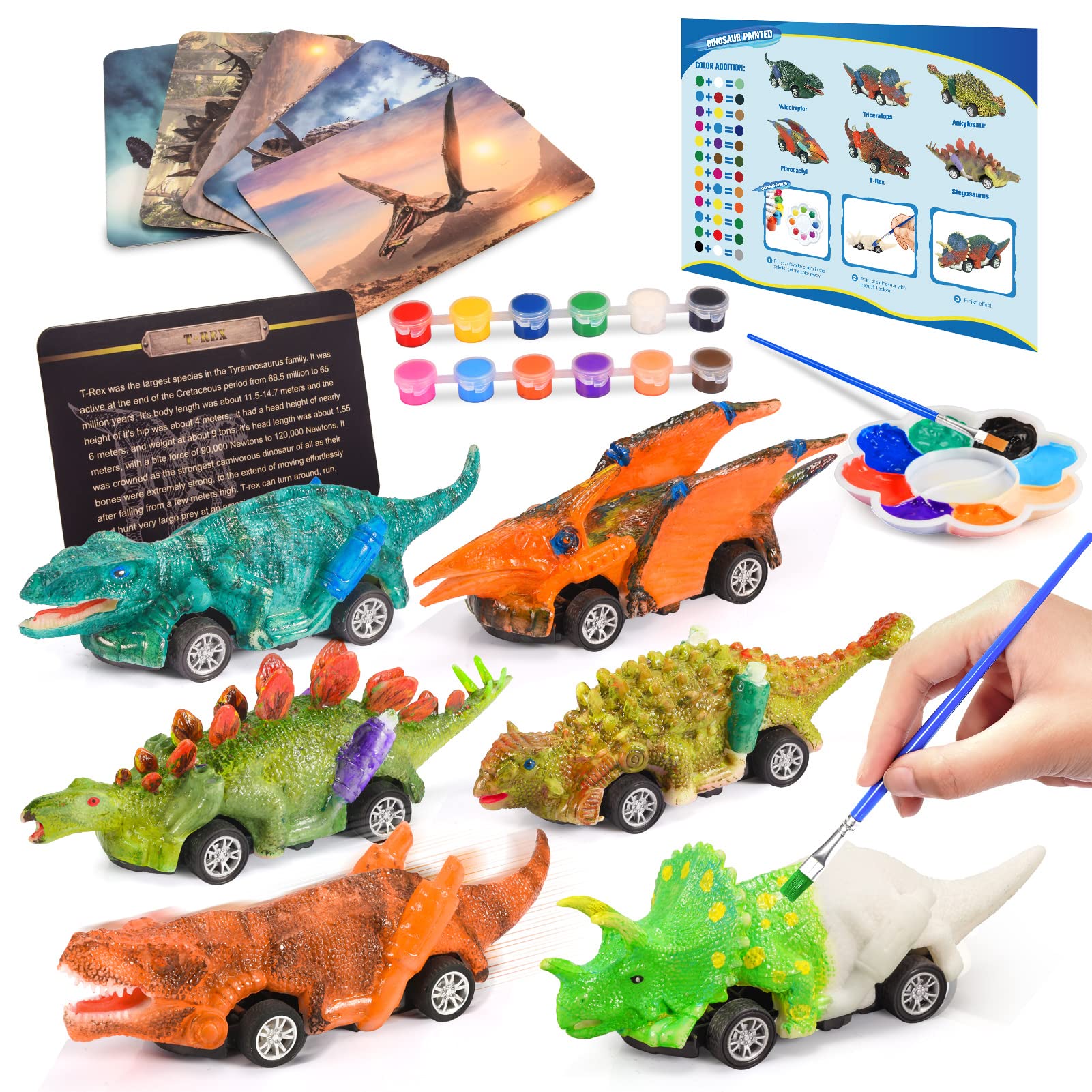 Venta Internacional - Set De Manualidades Con Dinosaurios Toy + Faentwc Con Coches Retráctil