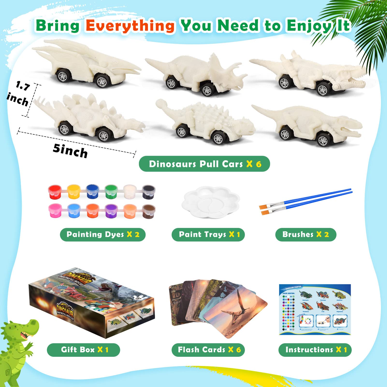 Foto 3 pulgar | Venta Internacional - Set De Manualidades Con Dinosaurios Toy + Faentwc Con Coches Retráctil