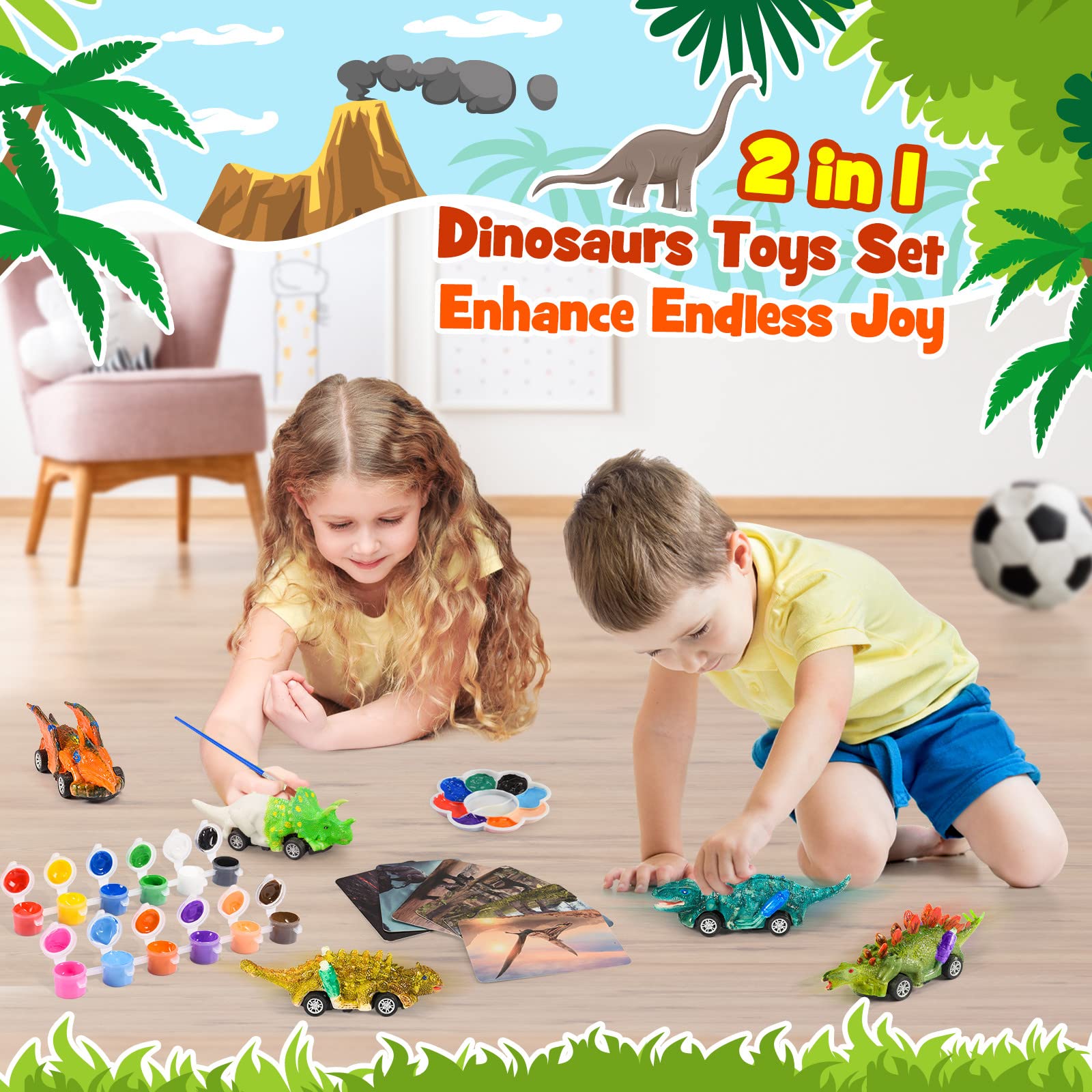 Foto 4 pulgar | Venta Internacional - Set De Manualidades Con Dinosaurios Toy + Faentwc Con Coches Retráctil