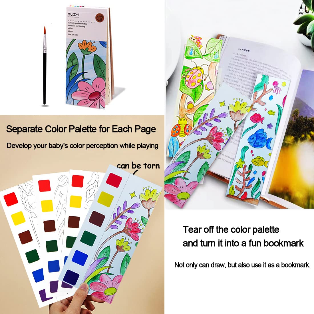 Foto 5 pulgar | Venta Internacional - Libro Para Colorear De Acuarela Junqiu Para Niños De 4 A 8 Años Con Juego De Pintura