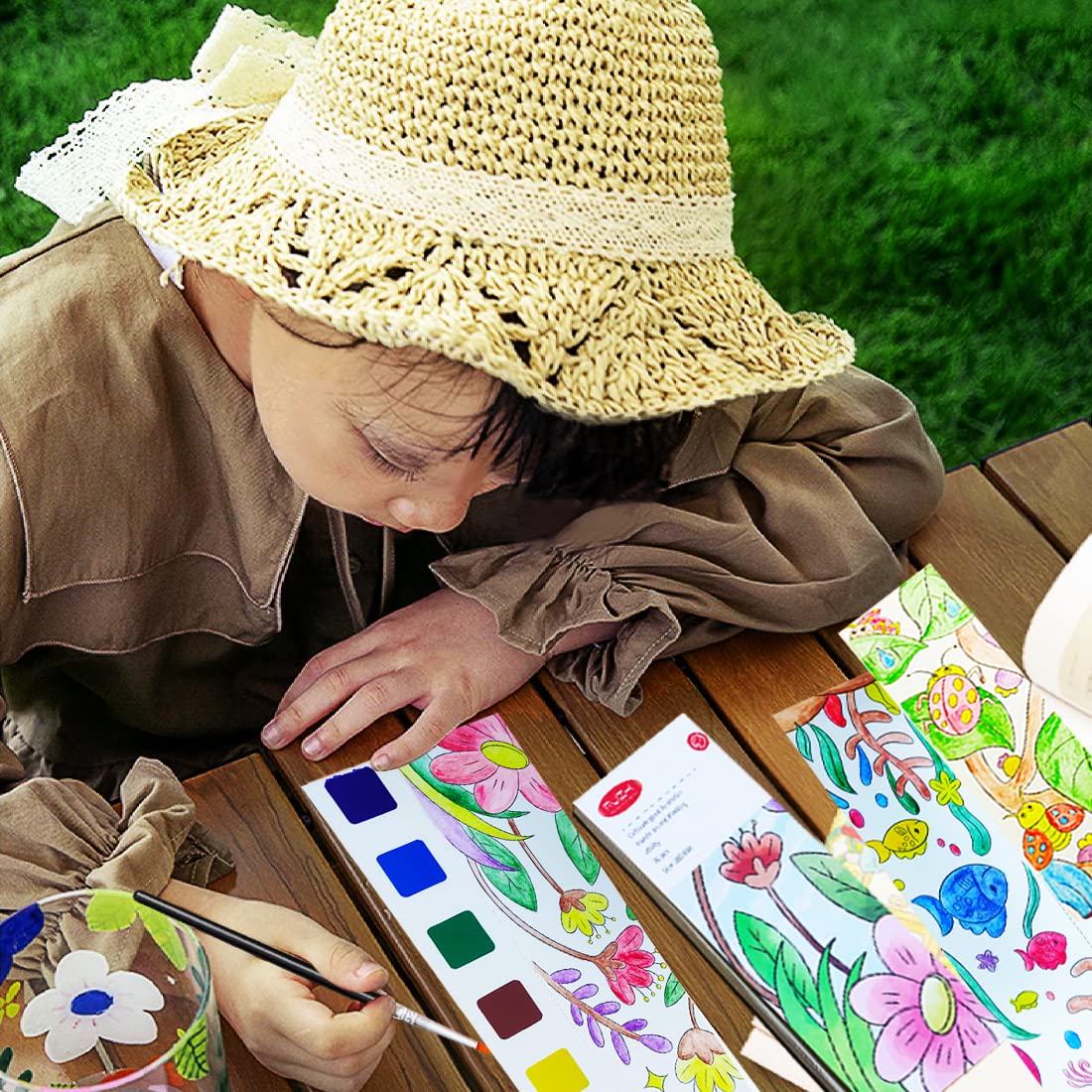 Foto 6 pulgar | Venta Internacional - Libro Para Colorear De Acuarela Junqiu Para Niños De 4 A 8 Años Con Juego De Pintura