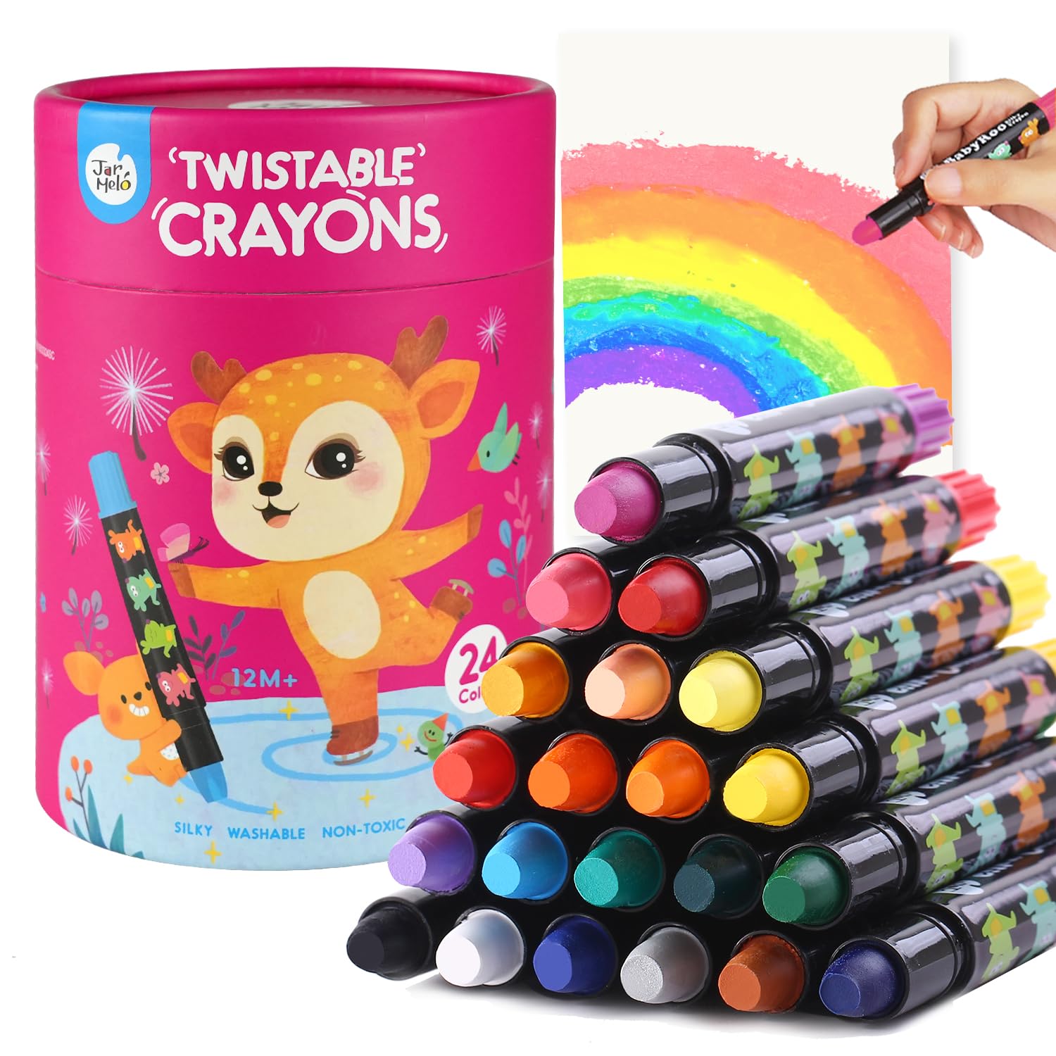 Foto 2 pulgar | Venta Internacional - Tarro De Crayones Melo Jumbo 24 Colores Con 108 Páginas Para Colorear