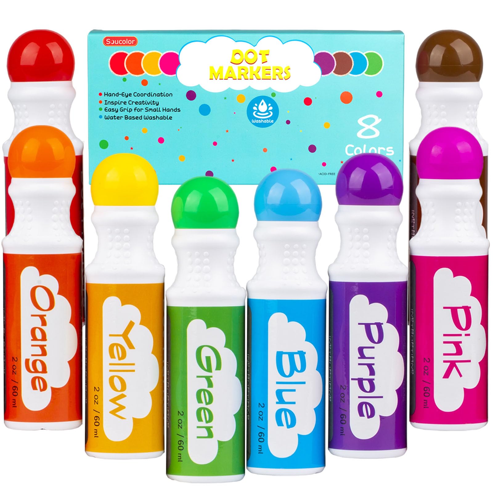 Foto 2 pulgar | Venta Internacional - Marcadores De Puntos Soucolor Para Niños Pequeños Y Preescolares, 8 Colores