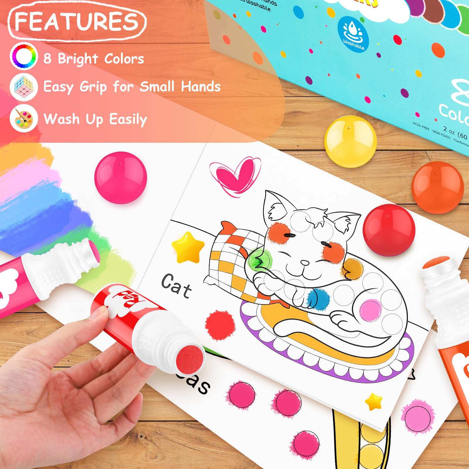 Foto 8 pulgar | Venta Internacional - Marcadores De Puntos Soucolor Para Niños Pequeños Y Preescolares, 8 Colores