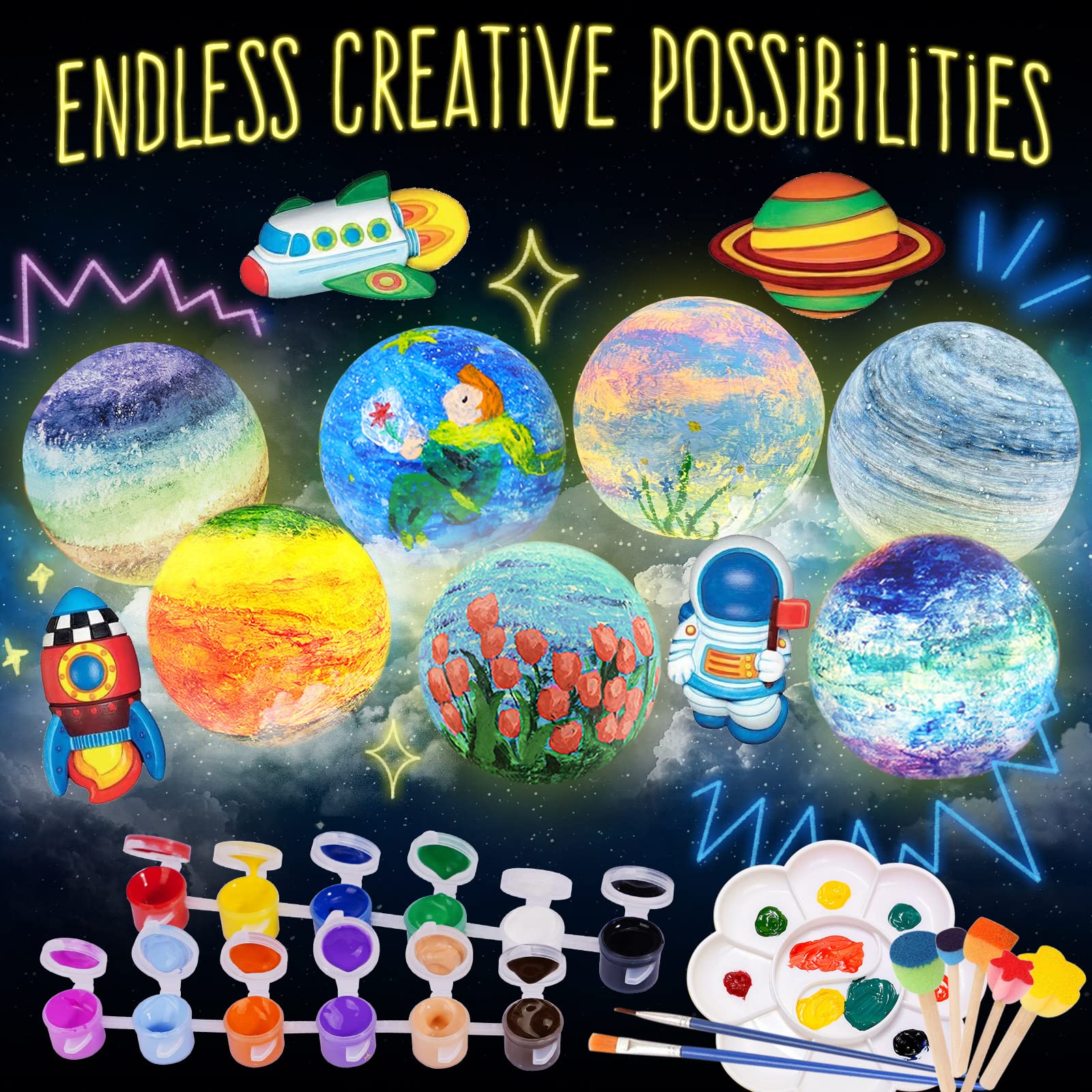 Foto 3 | Venta Internacional - Kit De Manualidades Laoese Paint Your Own Moon Lamp Para Niños De 8 A 12 Años
