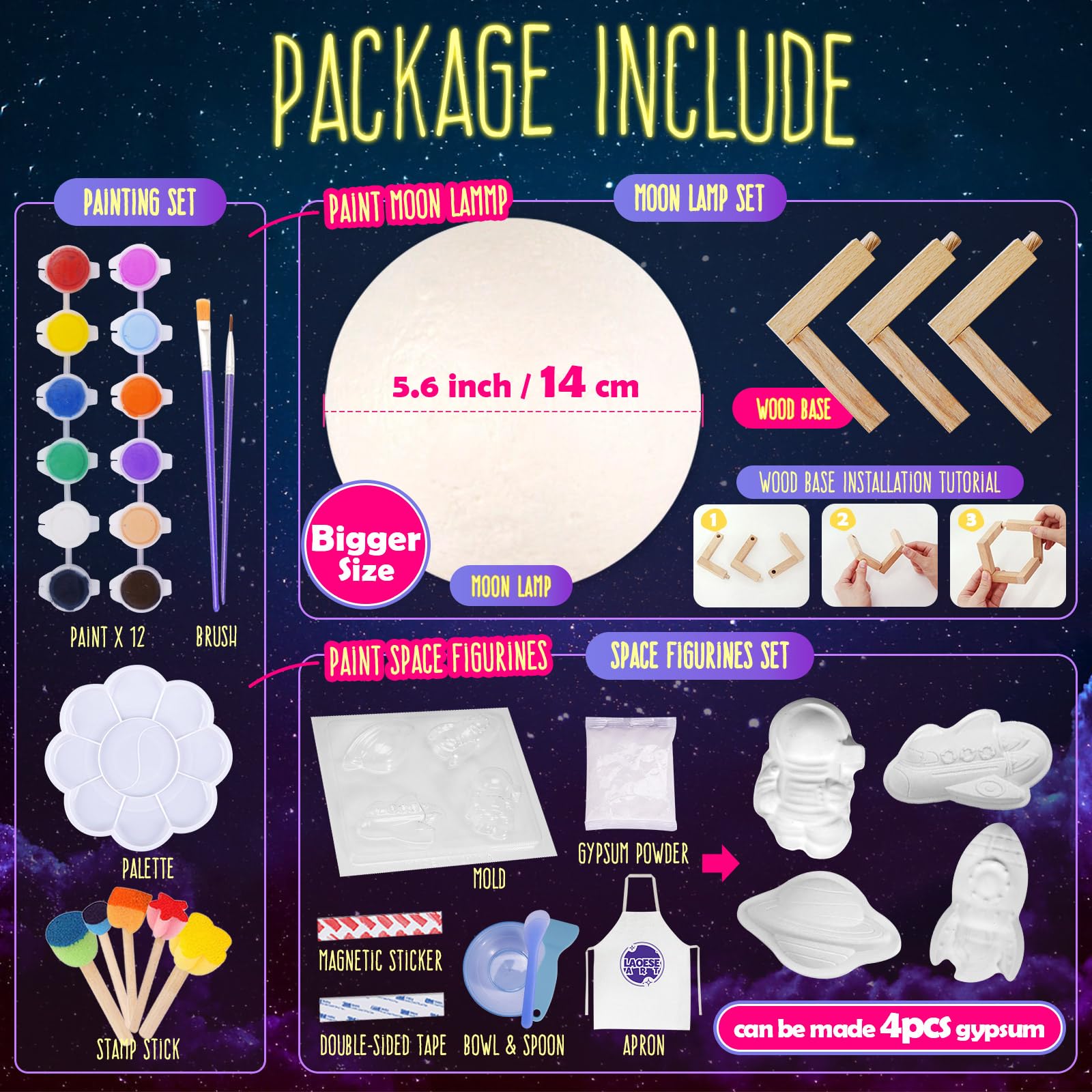 Foto 6 | Venta Internacional - Kit De Manualidades Laoese Paint Your Own Moon Lamp Para Niños De 8 A 12 Años