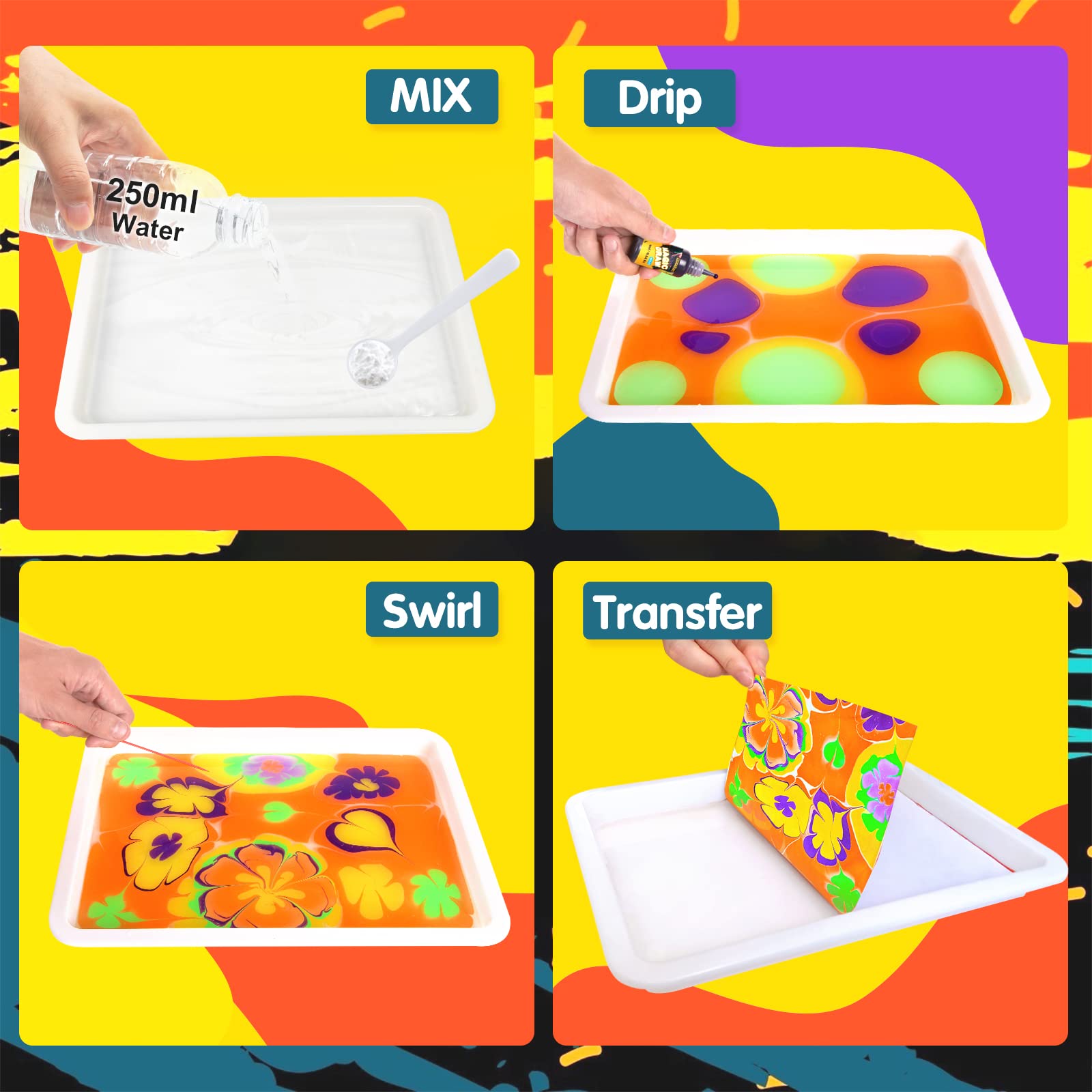 Foto 4 pulgar | Venta Internacional - Set De Pintura Acuática Marmoleada Coodoo Para Niños De 3 A 12 Años Y Más De 6 Colores
