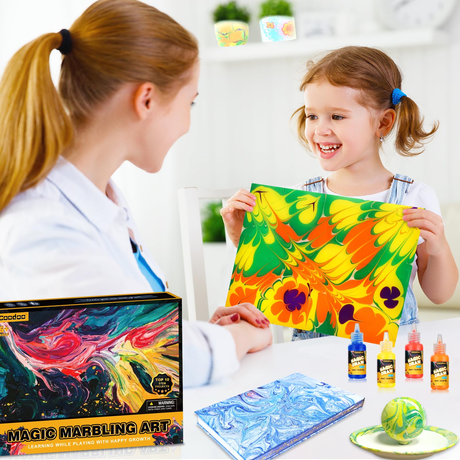 Foto 6 pulgar | Venta Internacional - Set De Pintura Acuática Marmoleada Coodoo Para Niños De 3 A 12 Años Y Más De 6 Colores