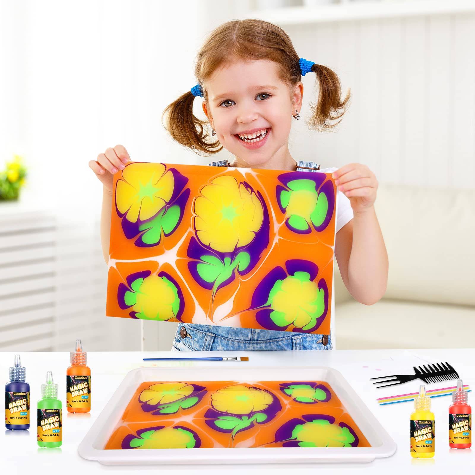 Foto 8 pulgar | Venta Internacional - Set De Pintura Acuática Marmoleada Coodoo Para Niños De 3 A 12 Años Y Más De 6 Colores