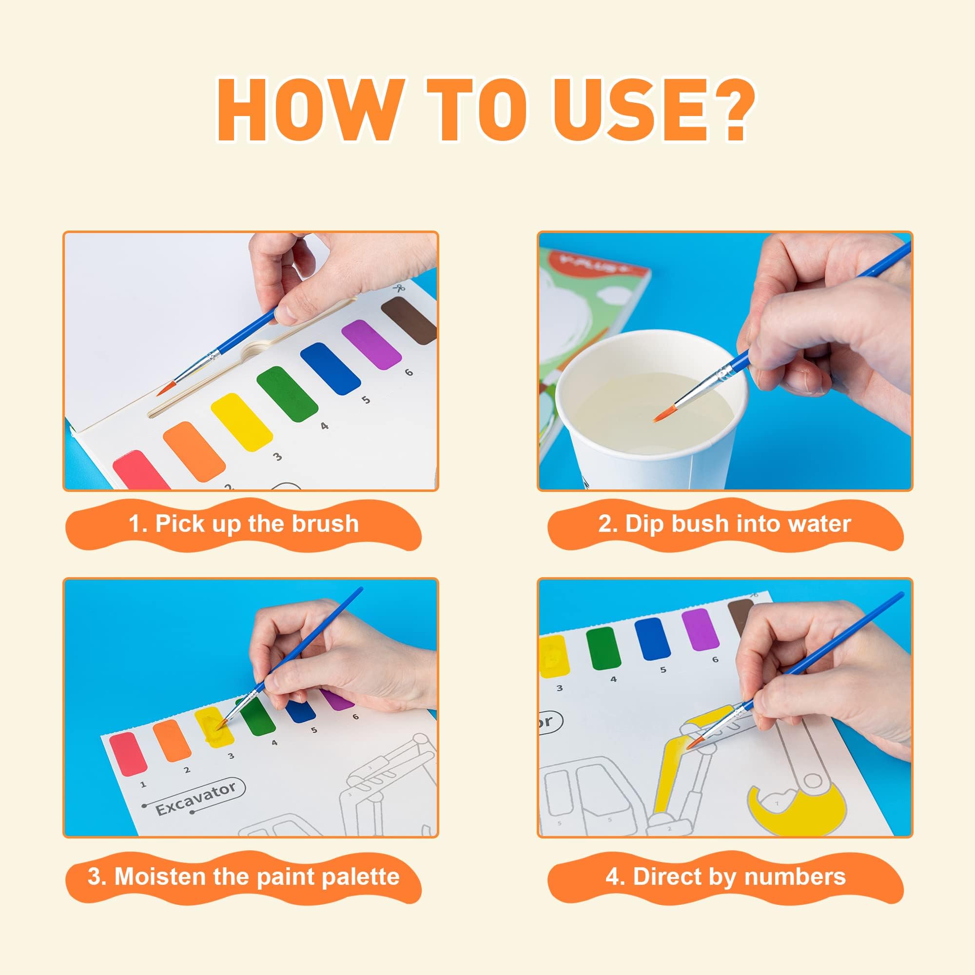 Foto 4 pulgar | Libro Yplus Para Pintar Con Agua Para Niños Pequeños Con Pincel Y 3 Temas - Venta Internacional.