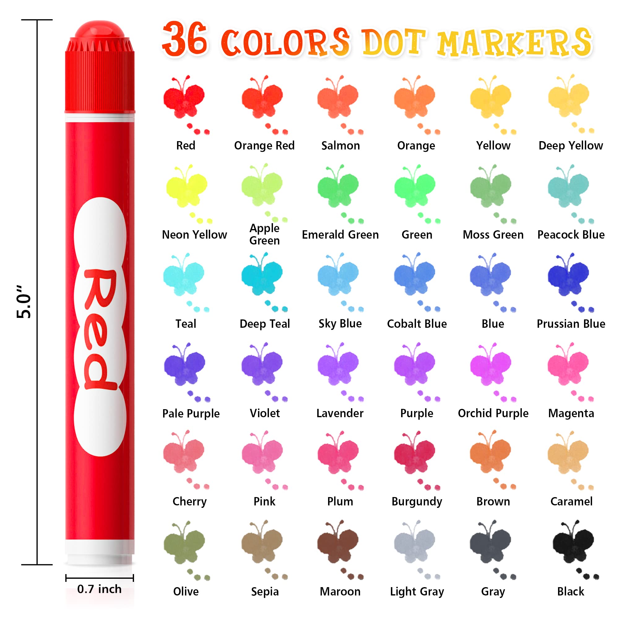 Foto 2 | Marcadores De Puntos Shuttle Art, 36 Colores, Lavables Para Niños A Partir De 3 Años - Venta Internacional.