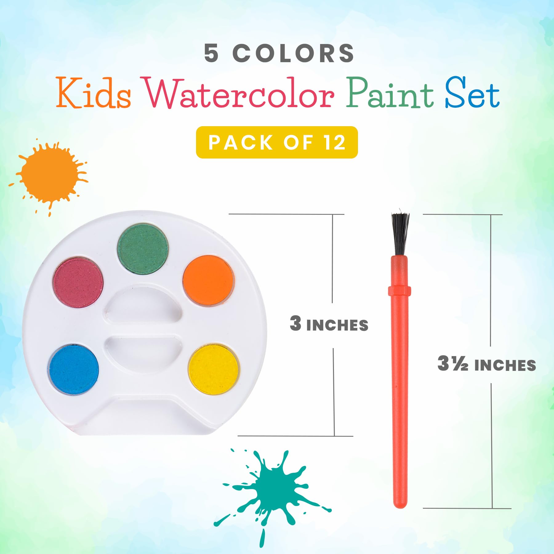 Foto 2 | Set De Pinturas De Acuarela Bedwina Mini Kids Con 5 Pinturas Y Pincel - Venta Internacional.