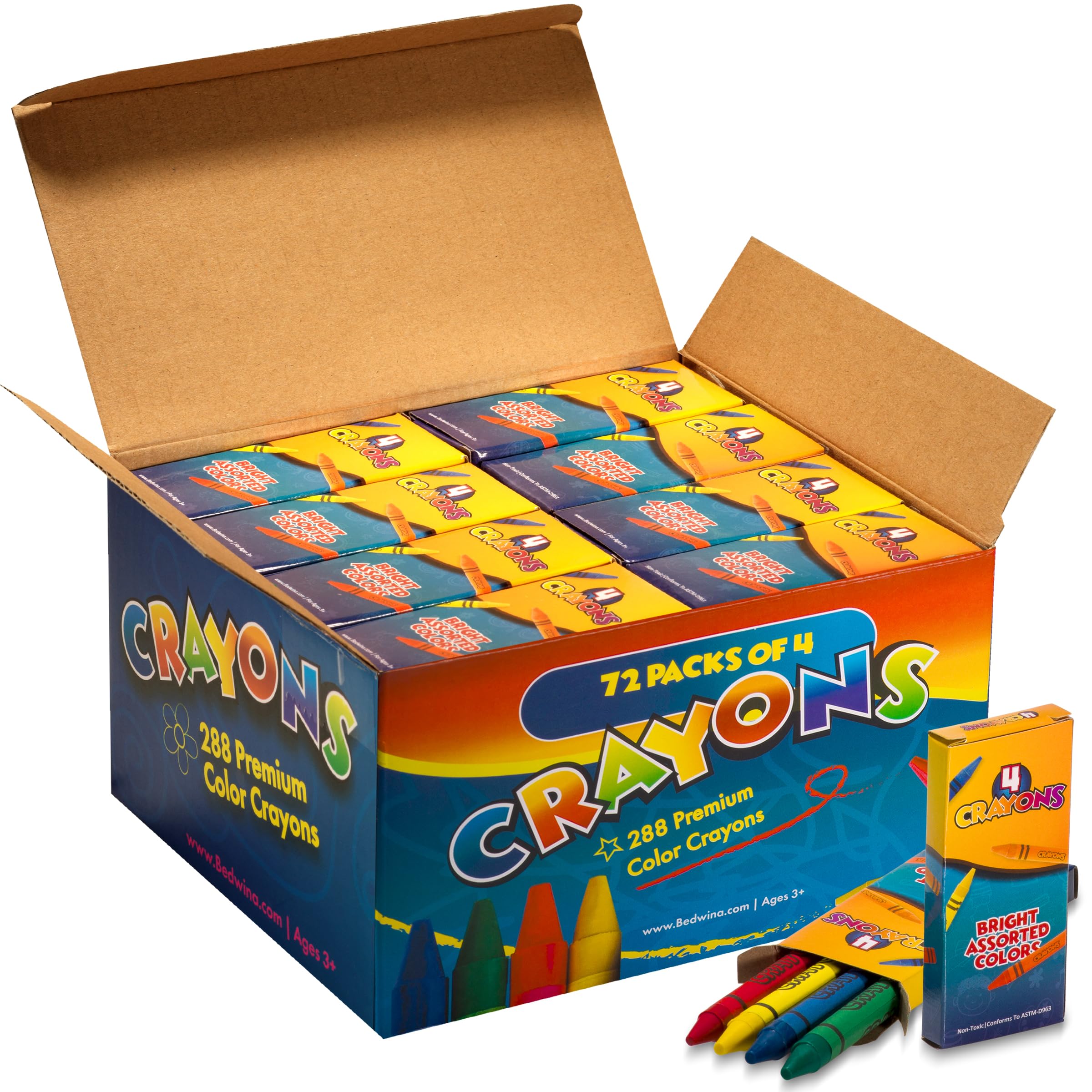 Foto 1 | Estuche De 72 Lápices De Colores Crayons Bedwina 288, Paquetes De 4 Paquetes Para Niños - Venta Internacional.