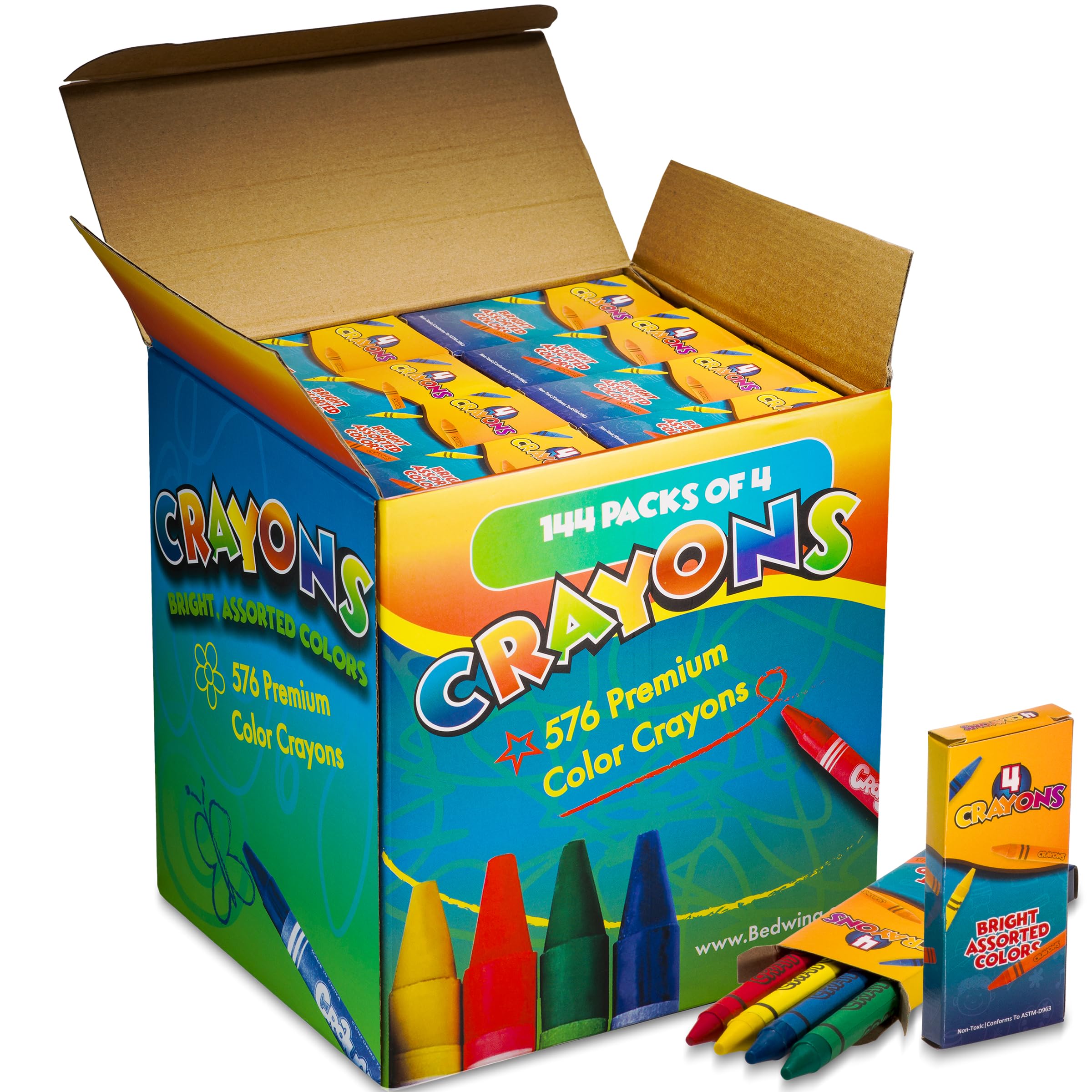 Foto 4 pulgar | Crayons Bedwina Bulk 576 Crayones, 144 Paquetes De 4 Paquetes De 4 Unidades Para Niños Pequeños - Venta Internacional.