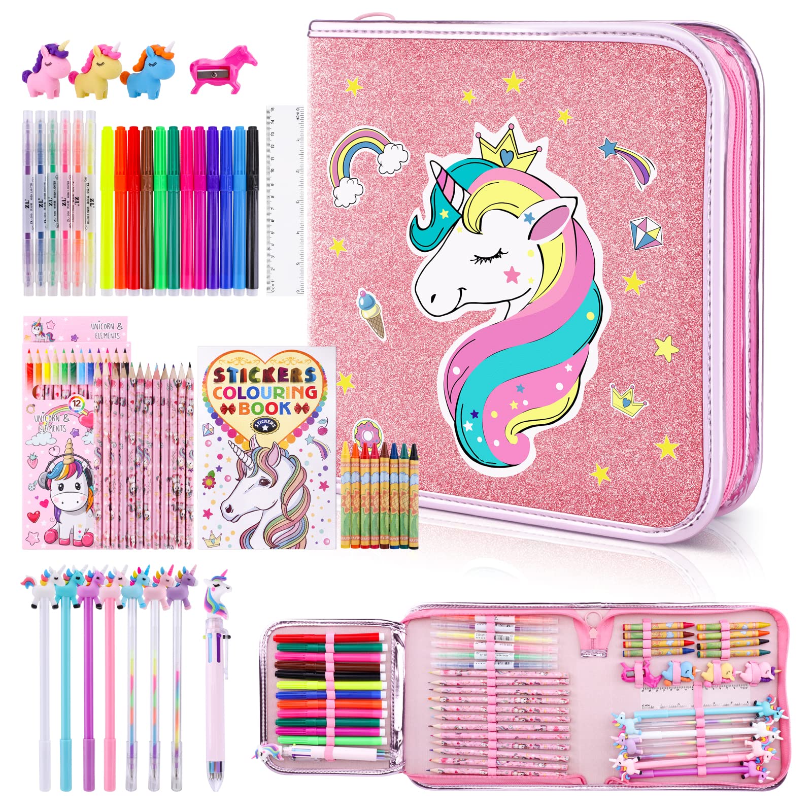 Art Set Maigozon 53 Rotuladores Con Aroma A Frutas Con Funda De Unicornio - Venta Internacional.