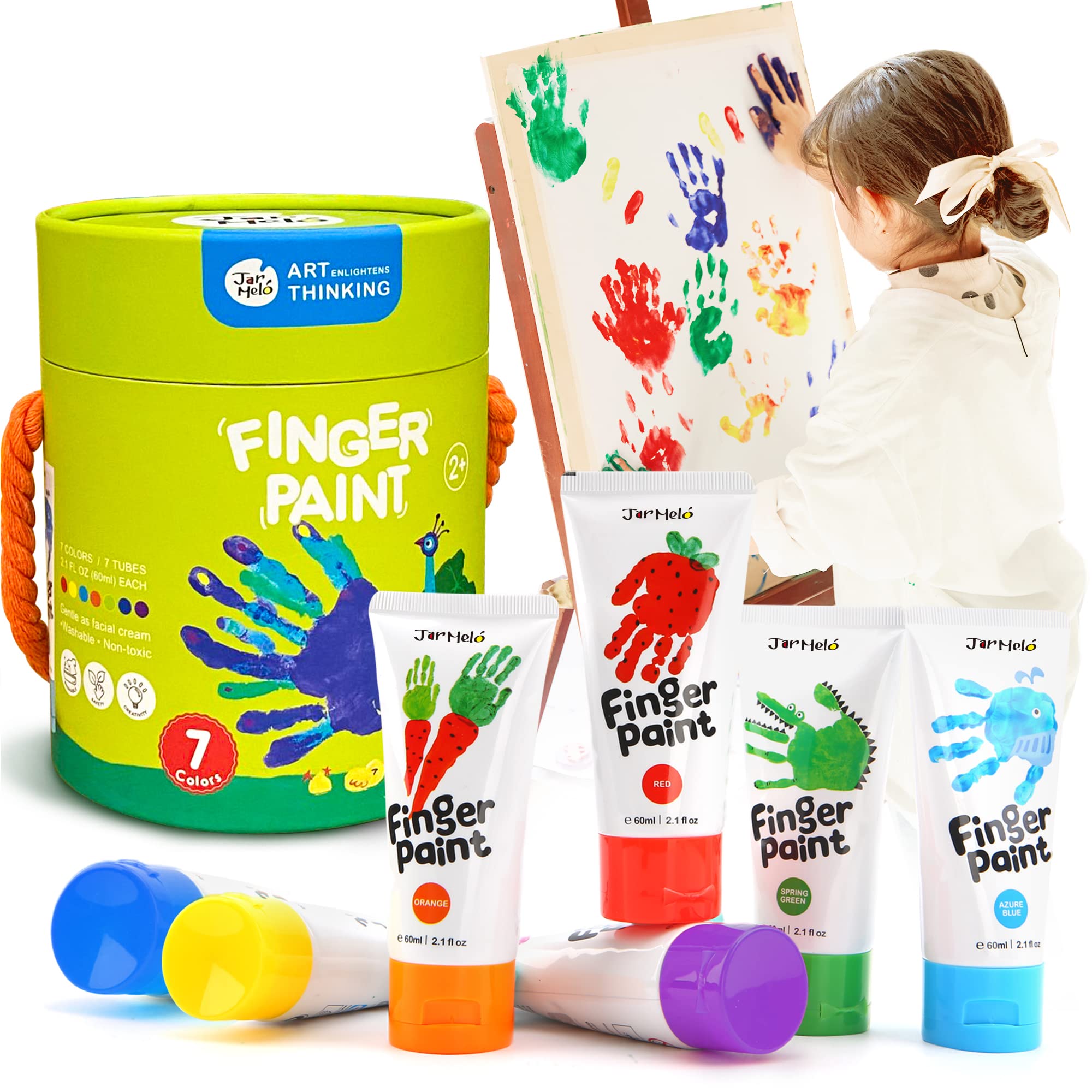 Set De Pintura Para Dedos Jar Melo Safe Para Niños Pequeños, 2.1 Fl.oz, 7 Colores - Venta Internacional.