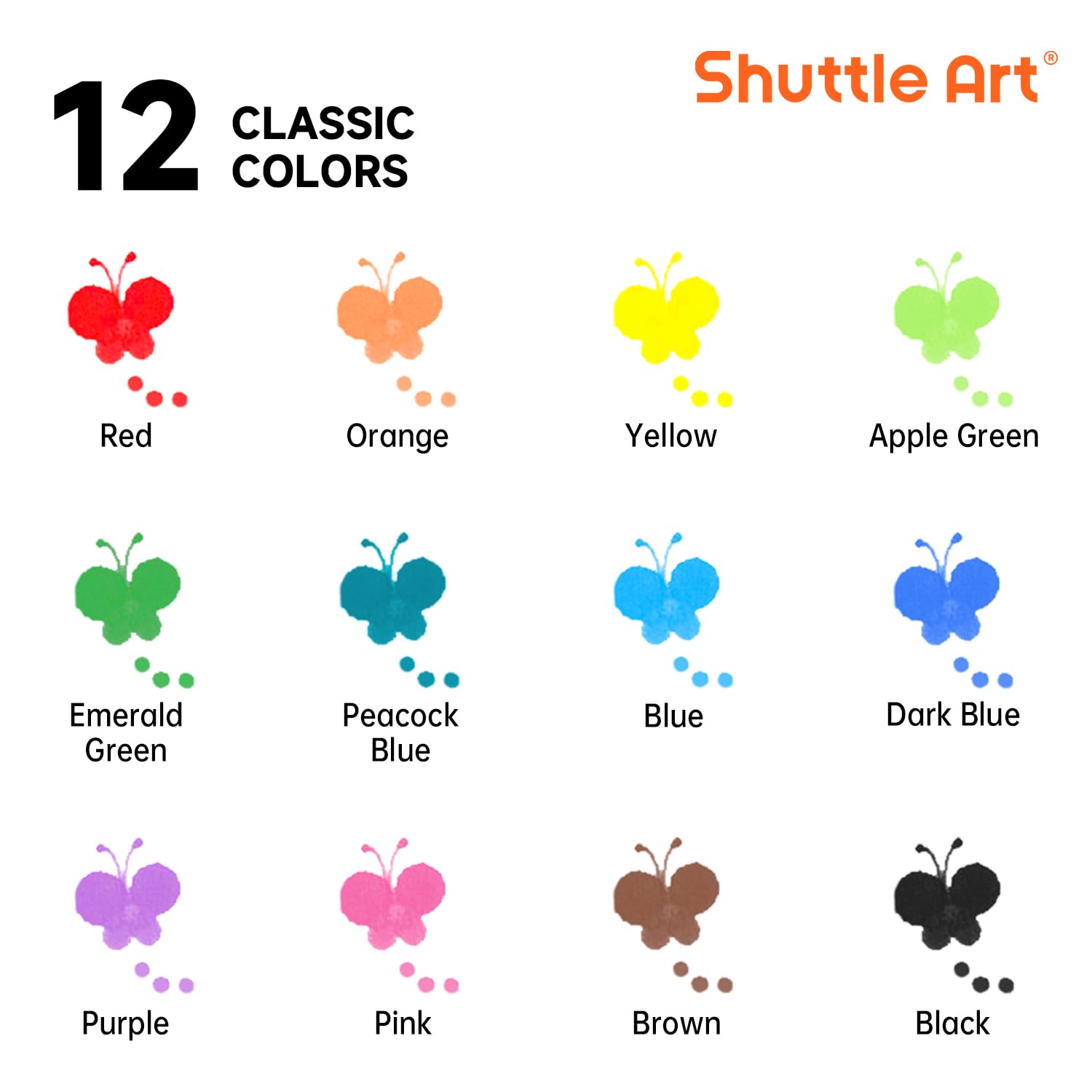 Foto 2 | Marcadores De Puntos Shuttle Art De 12 Colores Con Libro De Puntos Para Niños Mayores De 3 Años - Venta Internacional.
