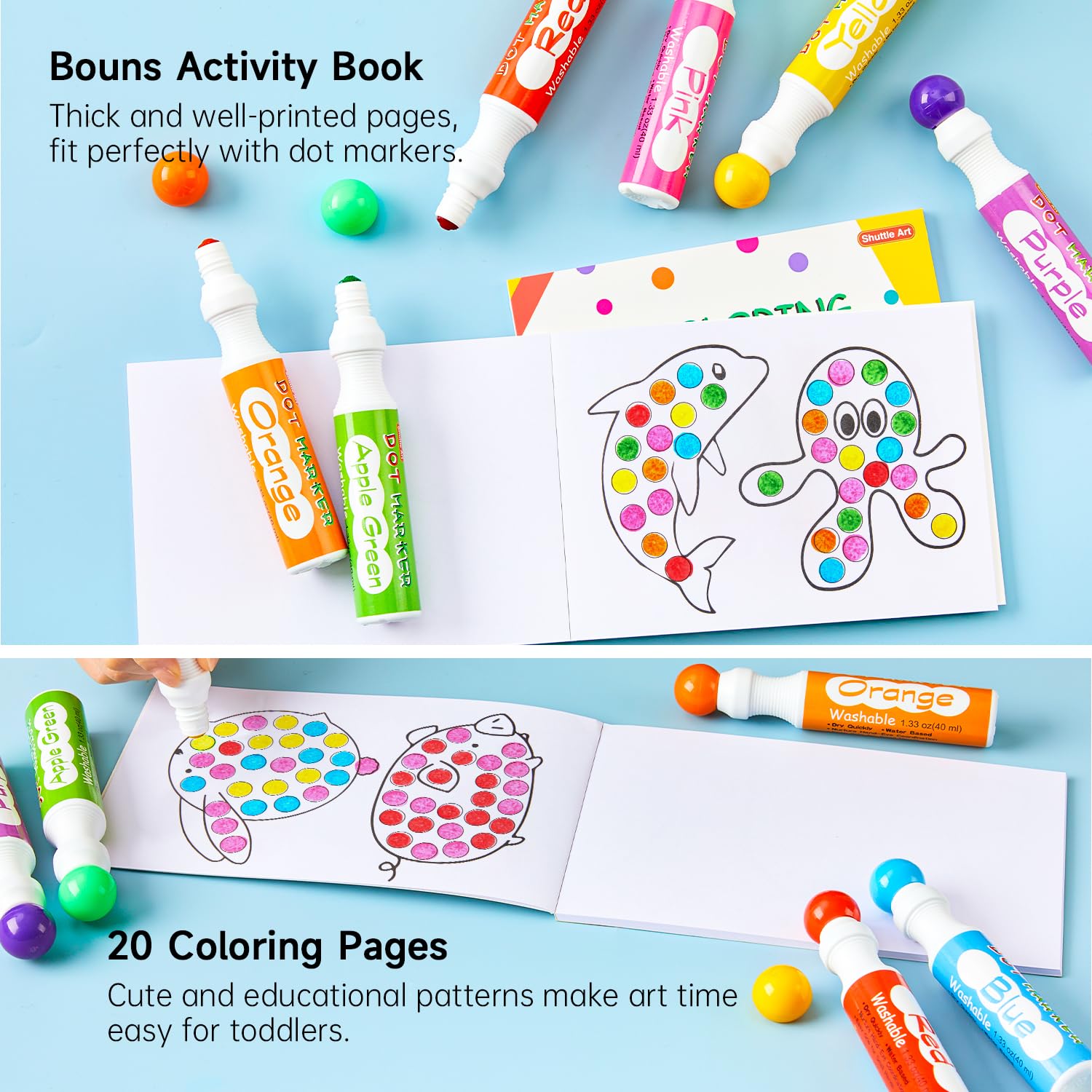 Foto 5 pulgar | Marcadores De Puntos Shuttle Art De 12 Colores Con Libro De Puntos Para Niños Mayores De 3 Años - Venta Internacional.
