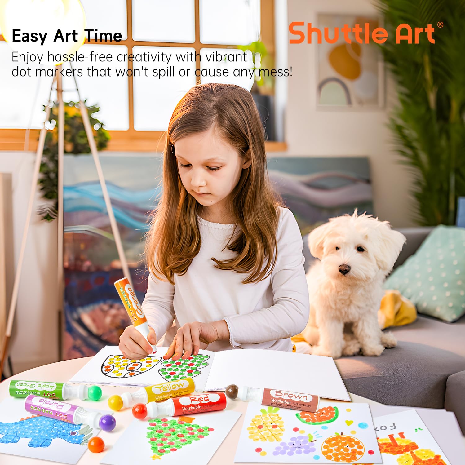 Foto 7 | Marcadores De Puntos Shuttle Art De 12 Colores Con Libro De Puntos Para Niños Mayores De 3 Años - Venta Internacional.